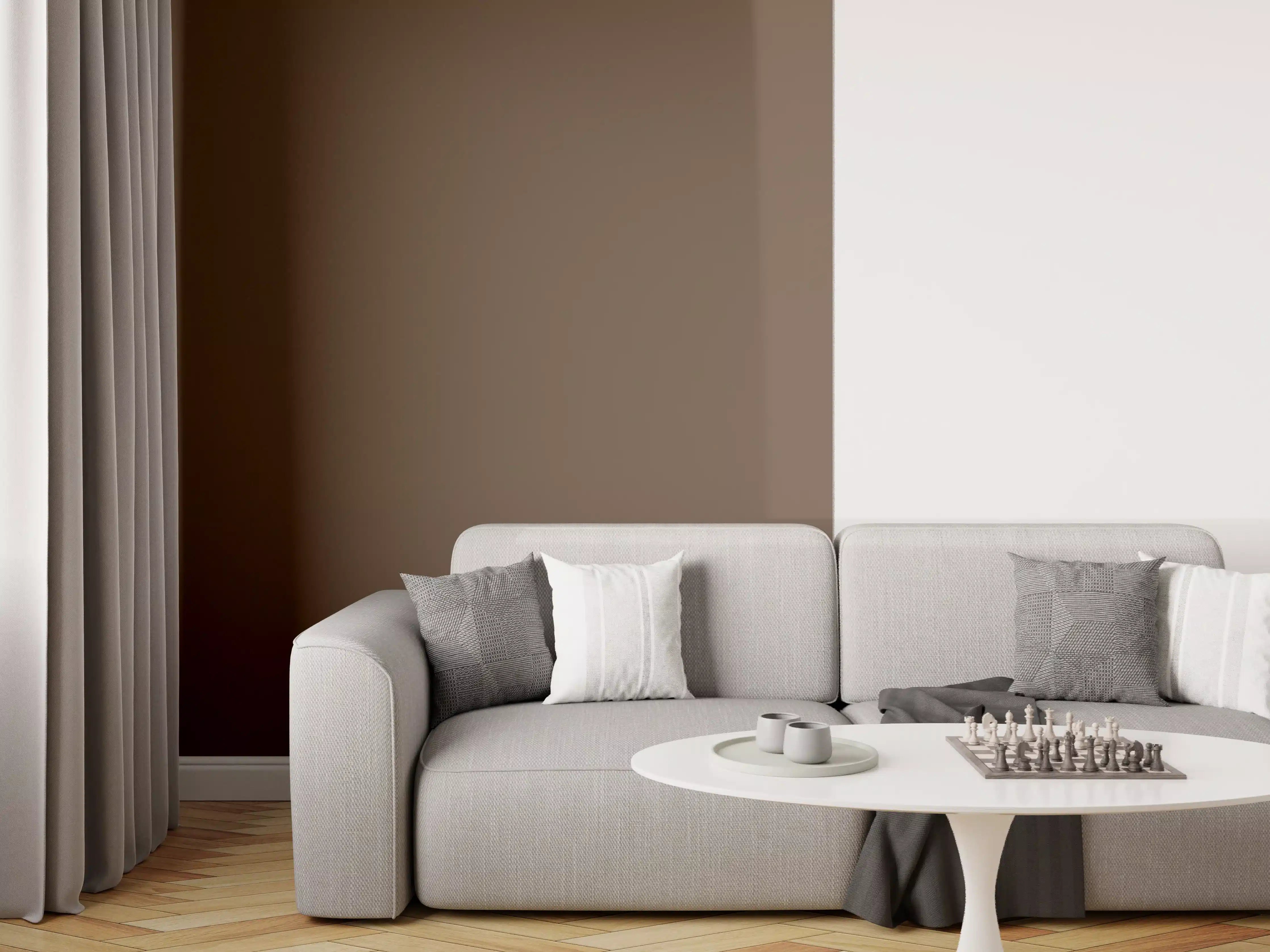 Wandverkleidung Wohnzimmer - RAL 8028 (Terrabraun)