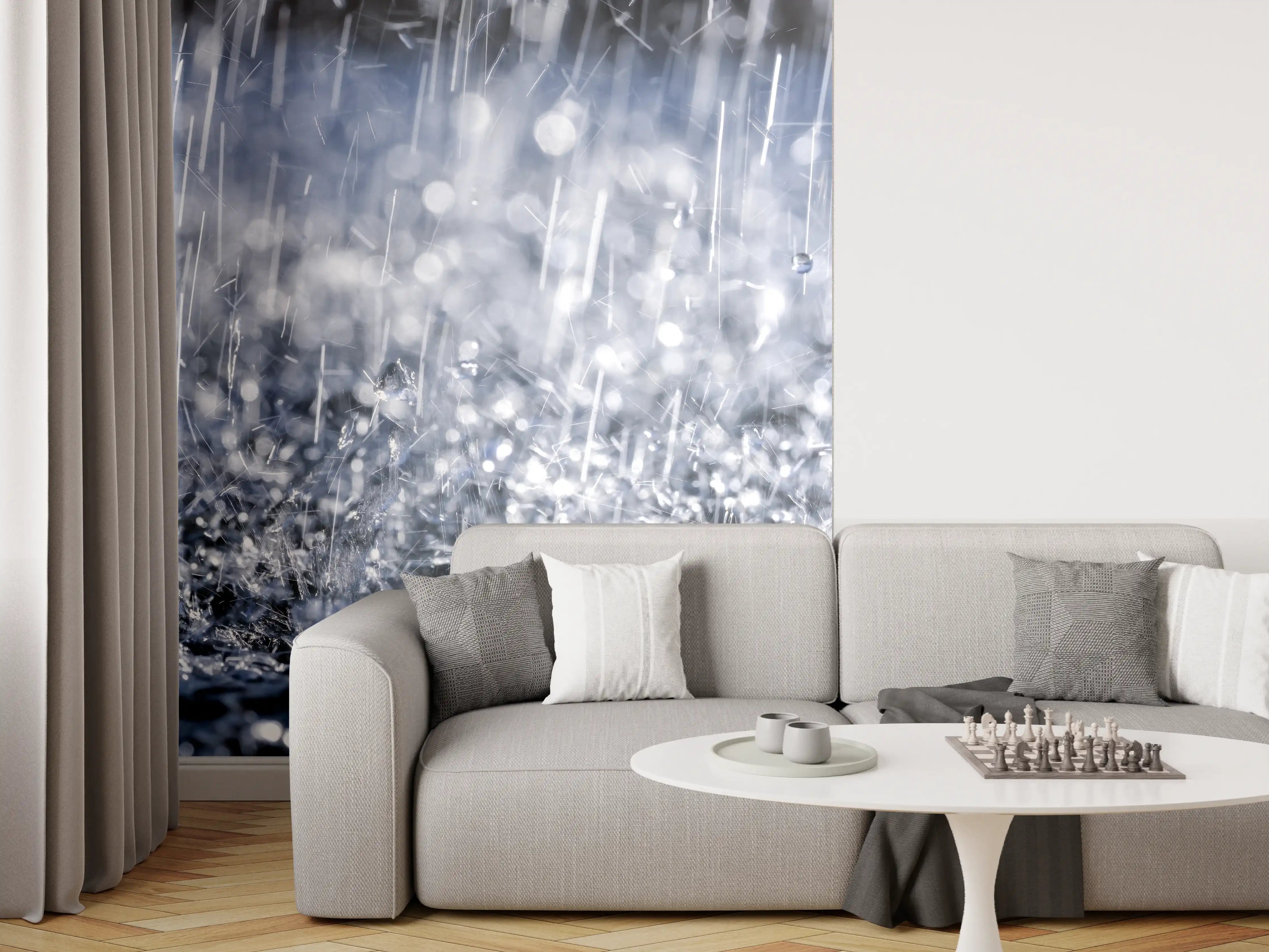 Wandverkleidung Wohnzimmer - Regentropfen im Detail