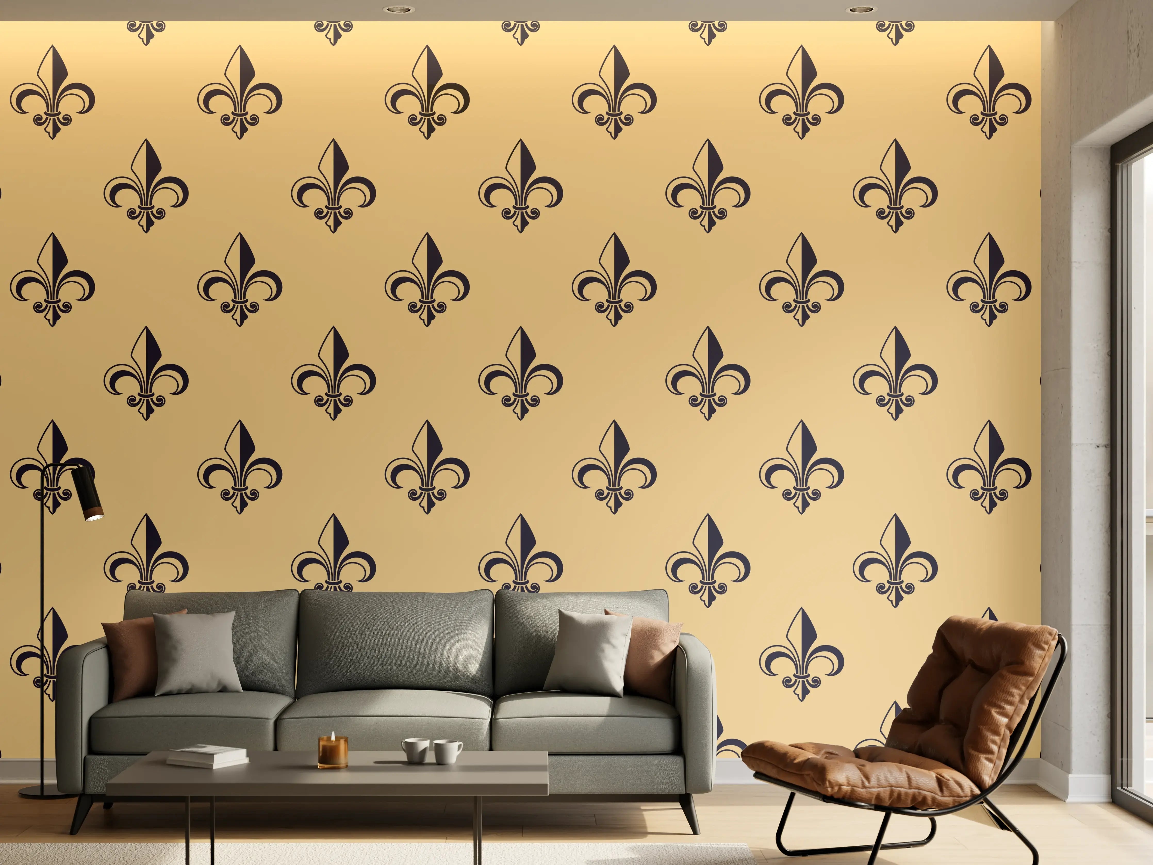 Wandverkleidung Wohnzimmer - Retro-Muster Gold Braun