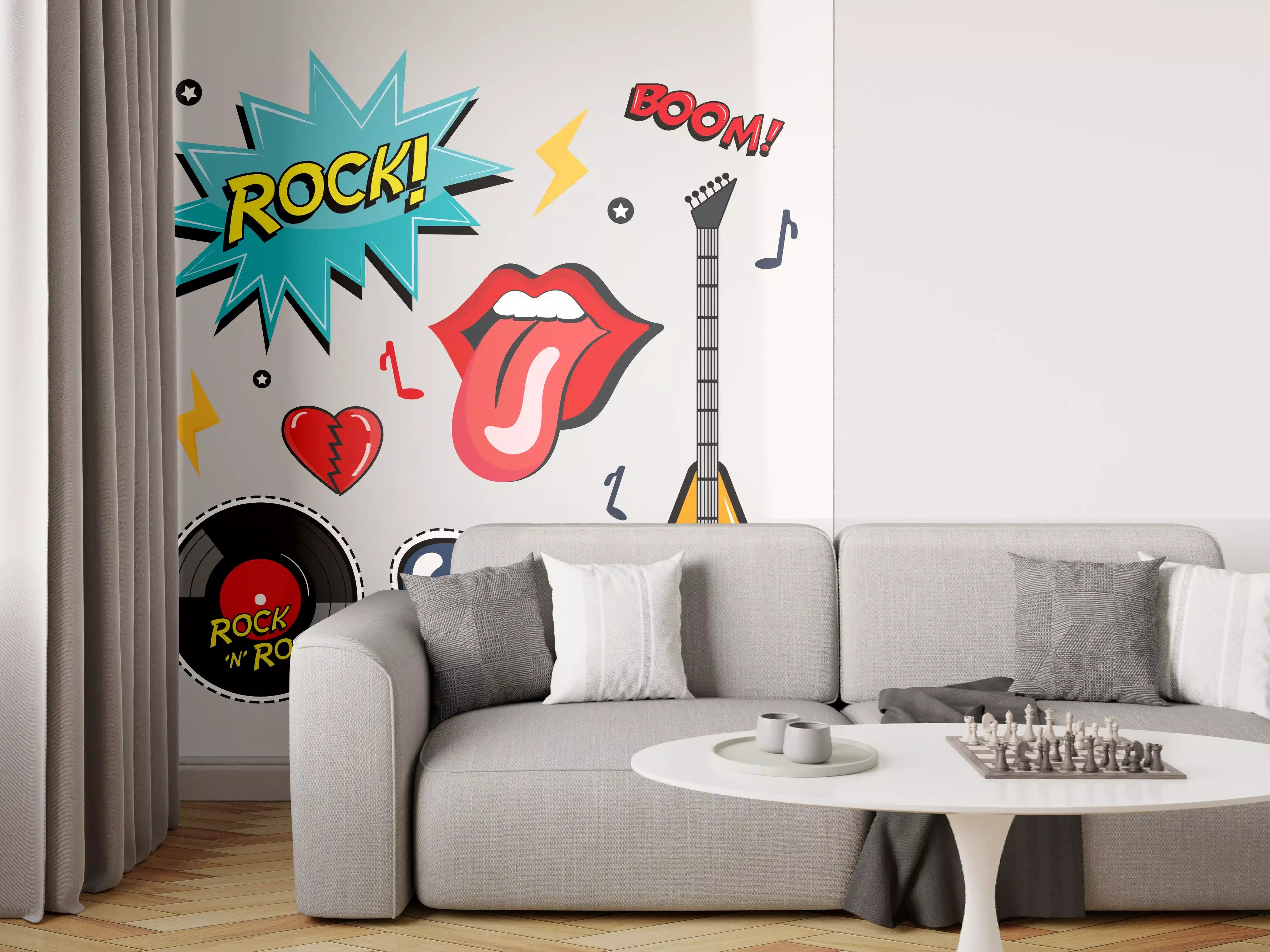 Wandverkleidung Wohnzimmer - Rockige Musik- und Lifestyle-Designs