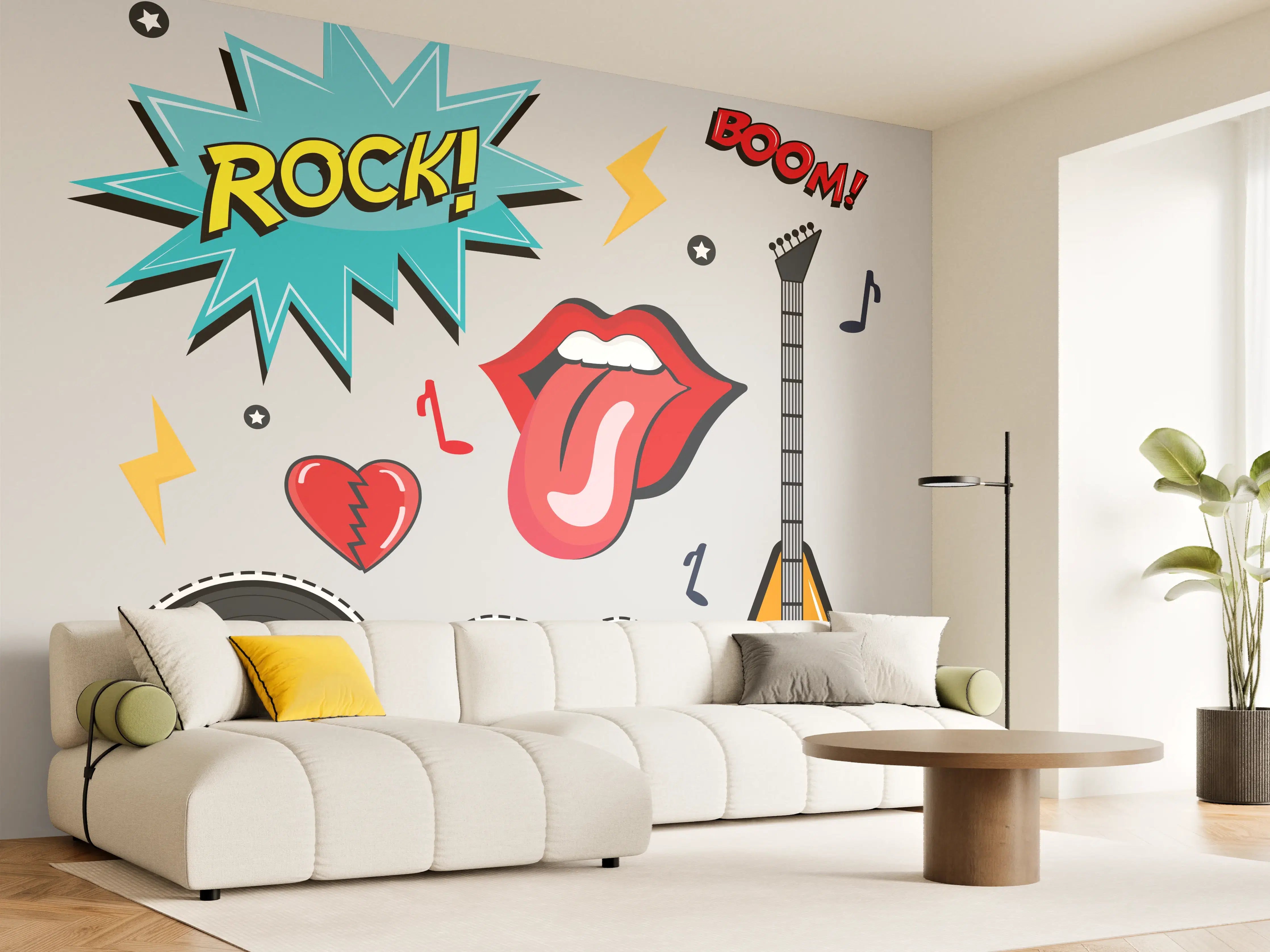 Wandverkleidung Wohnzimmer - Rockige Musik- und Lifestyle-Designs
