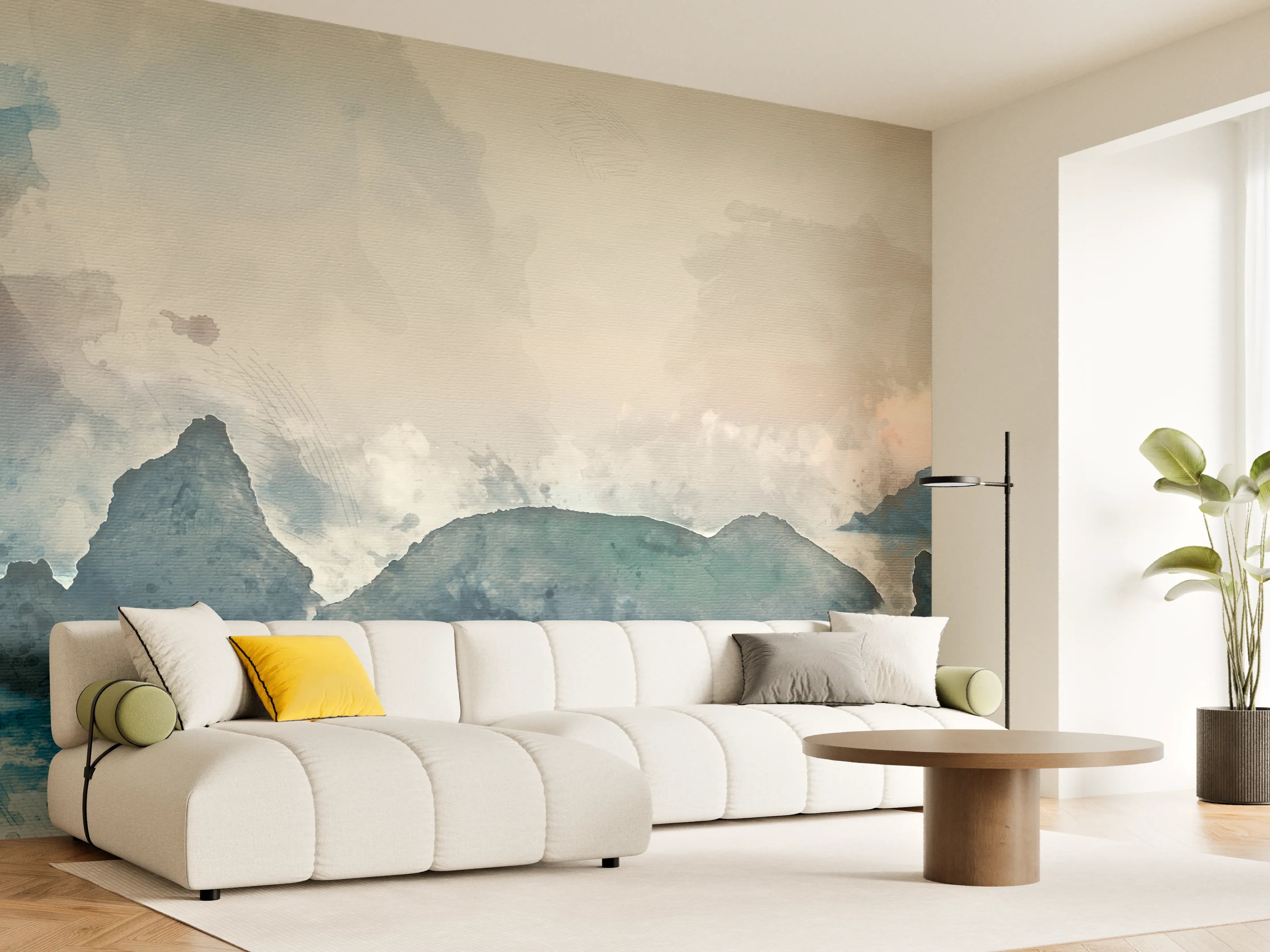 Wandverkleidung Wohnzimmer - Romantischer Küstennebel