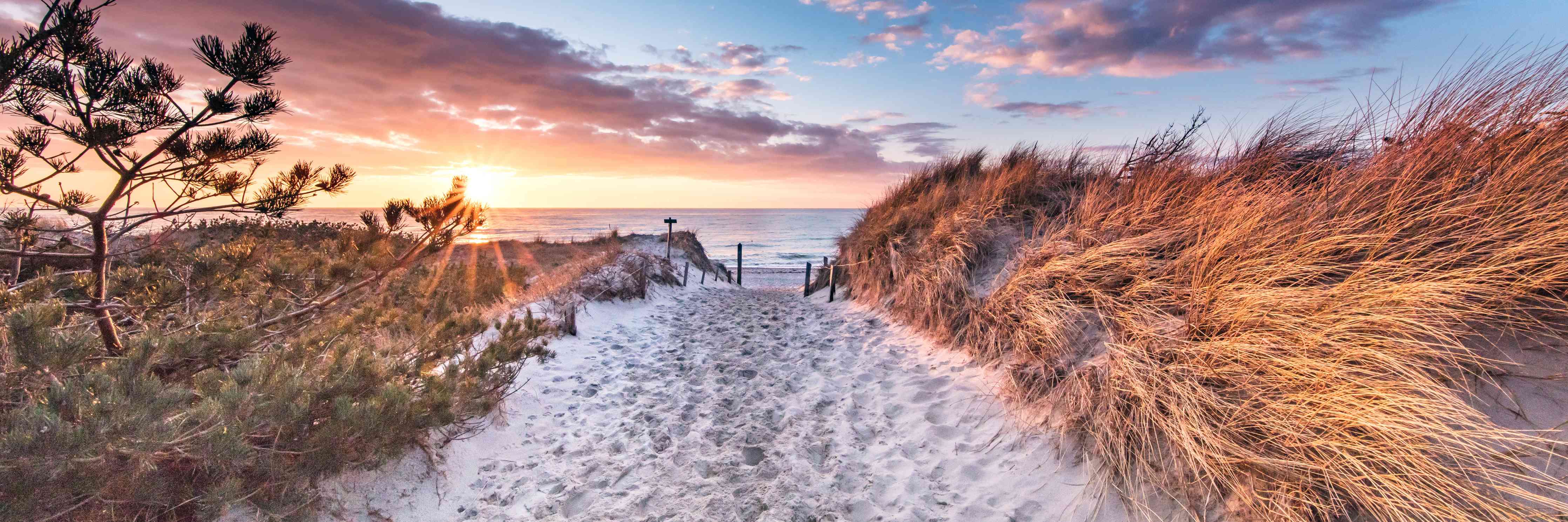 Wandverkleidung Wohnzimmer-Romantischer Sandweg zum Strand