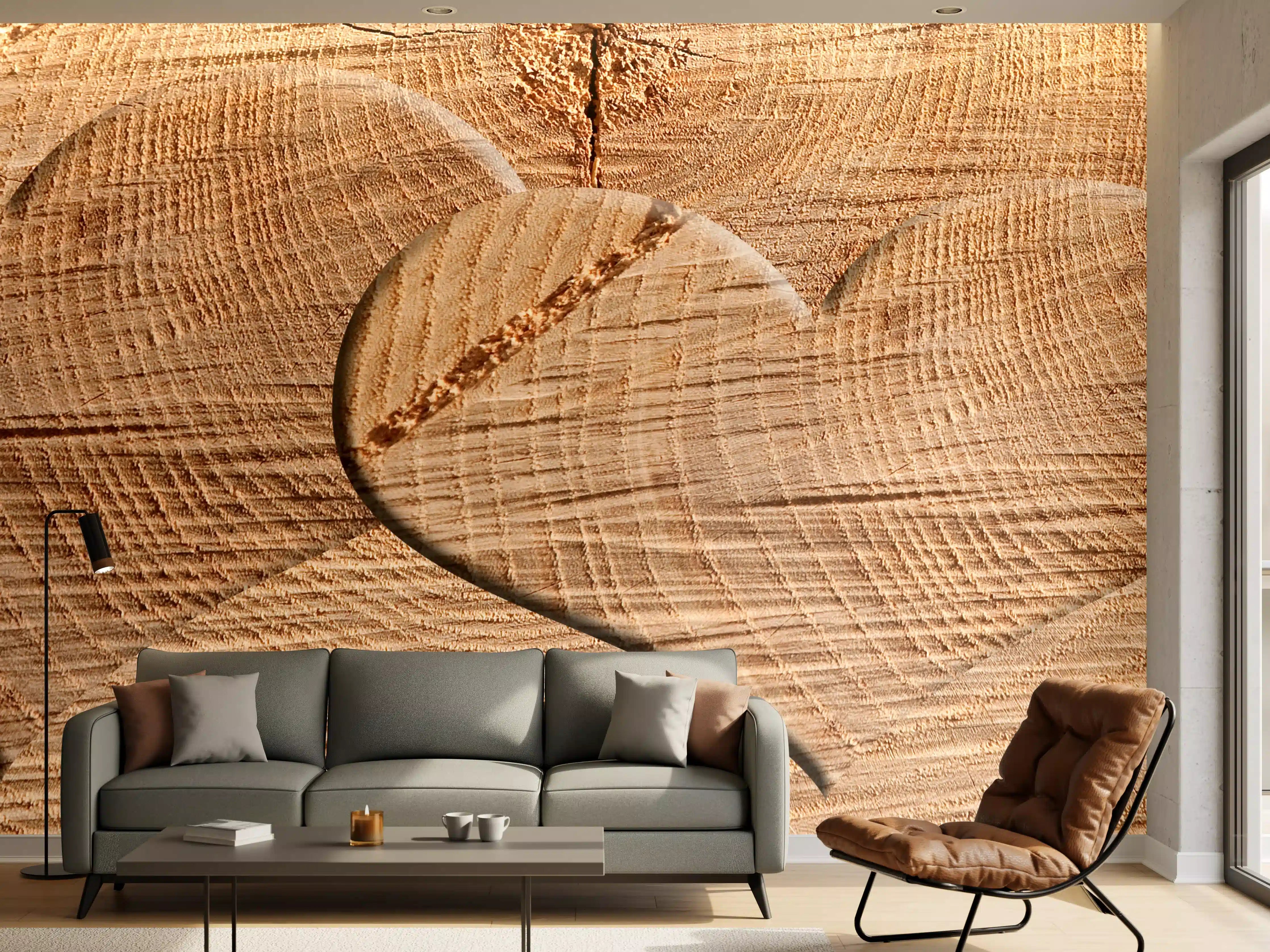 Wandverkleidung Wohnzimmer - Romantisches Holzherz-Design