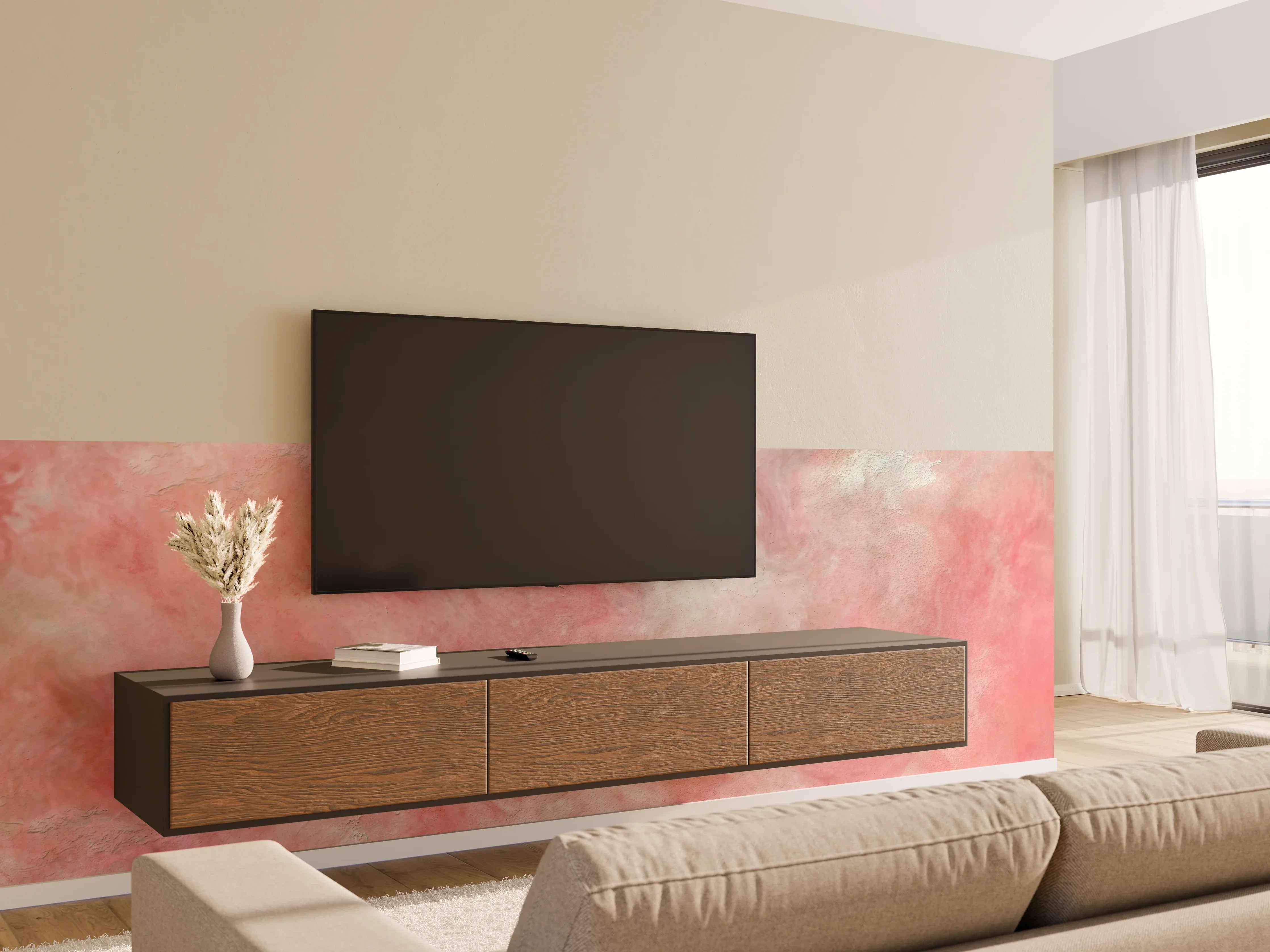 Wandverkleidung Wohnzimmer - Rosa Marble Textur 