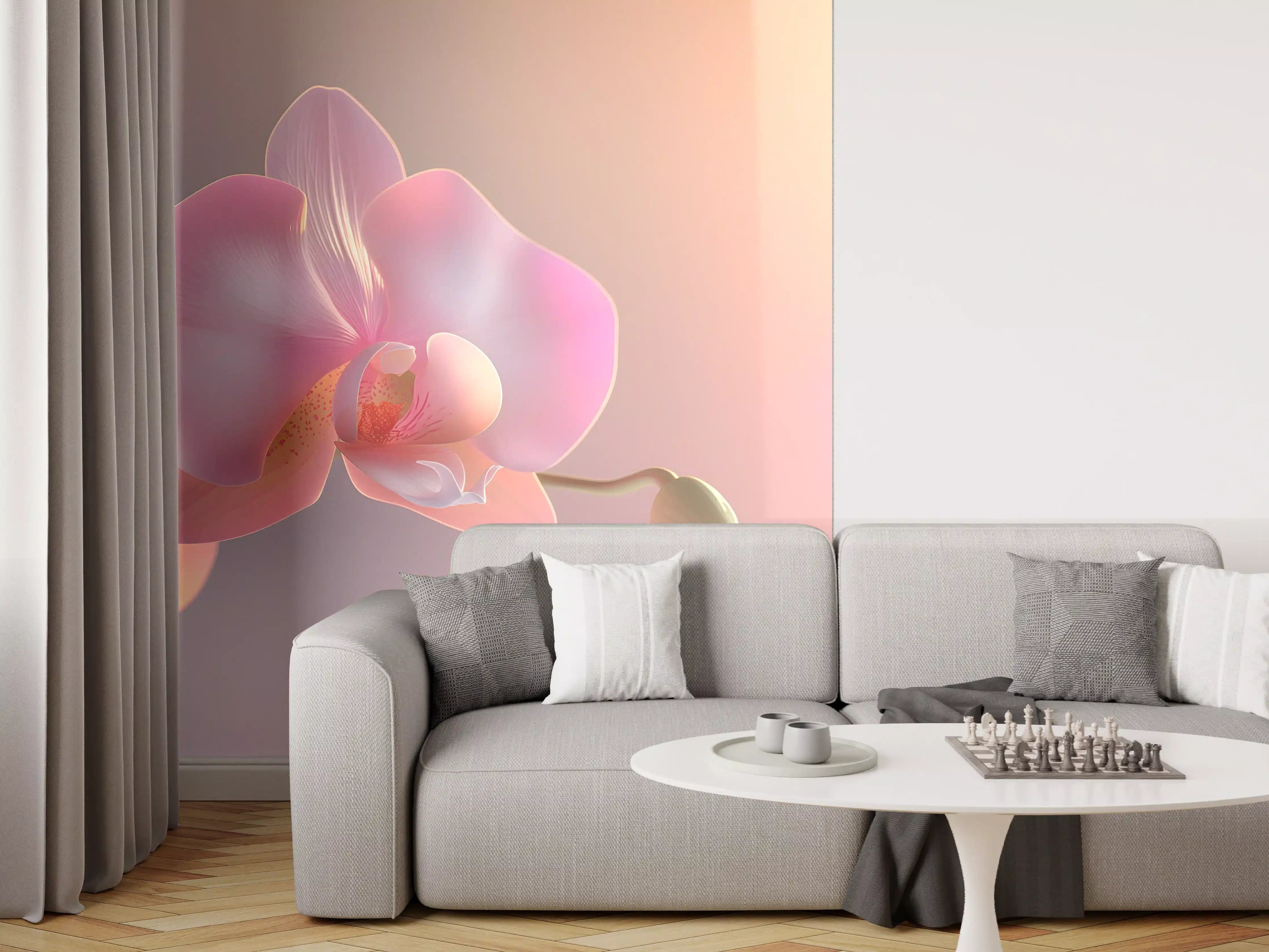 Wandverkleidung Wohnzimmer - Rosa Orchidee Pastellhintergrund