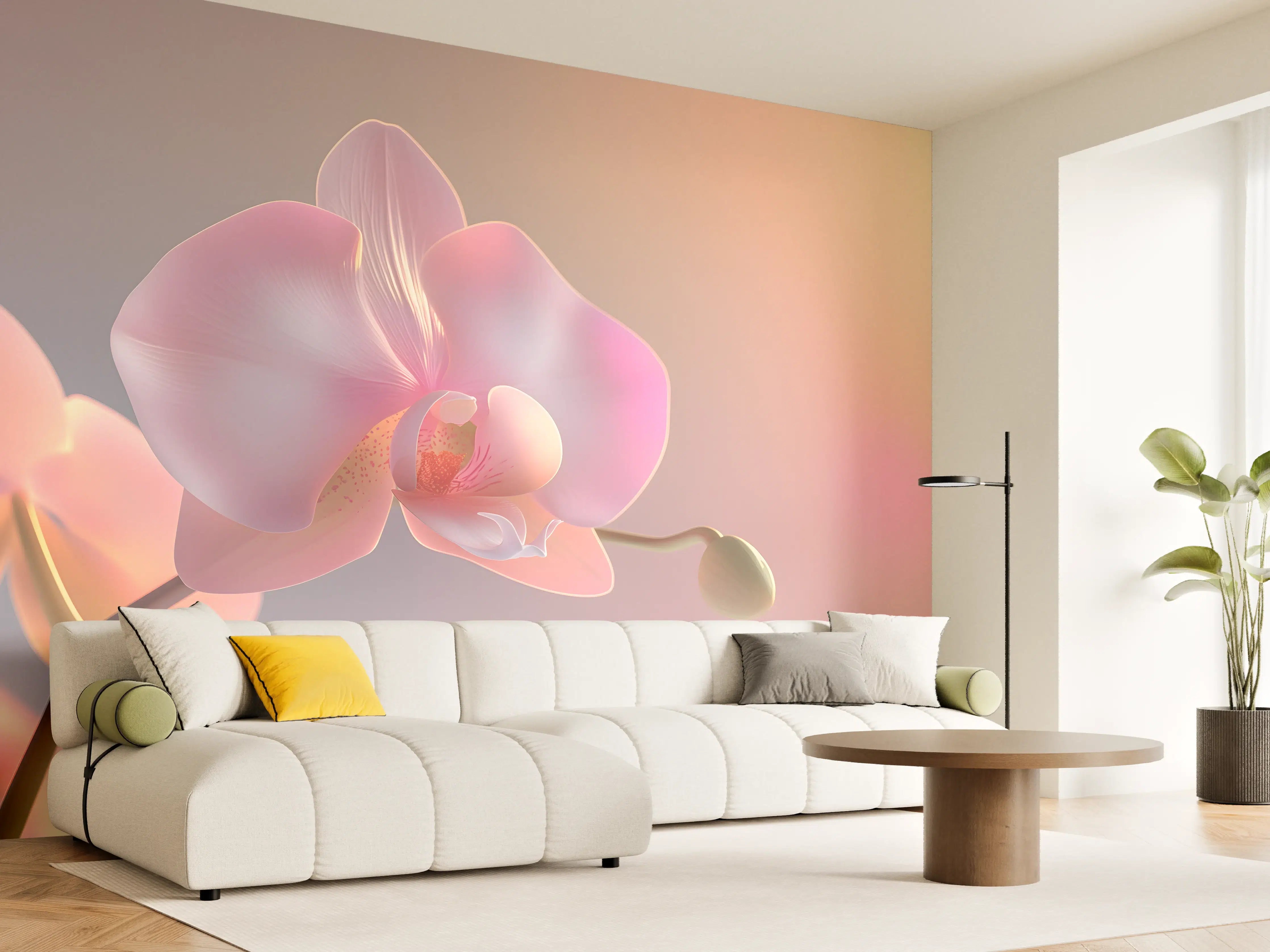 Wandverkleidung Wohnzimmer - Rosa Orchidee Pastellhintergrund