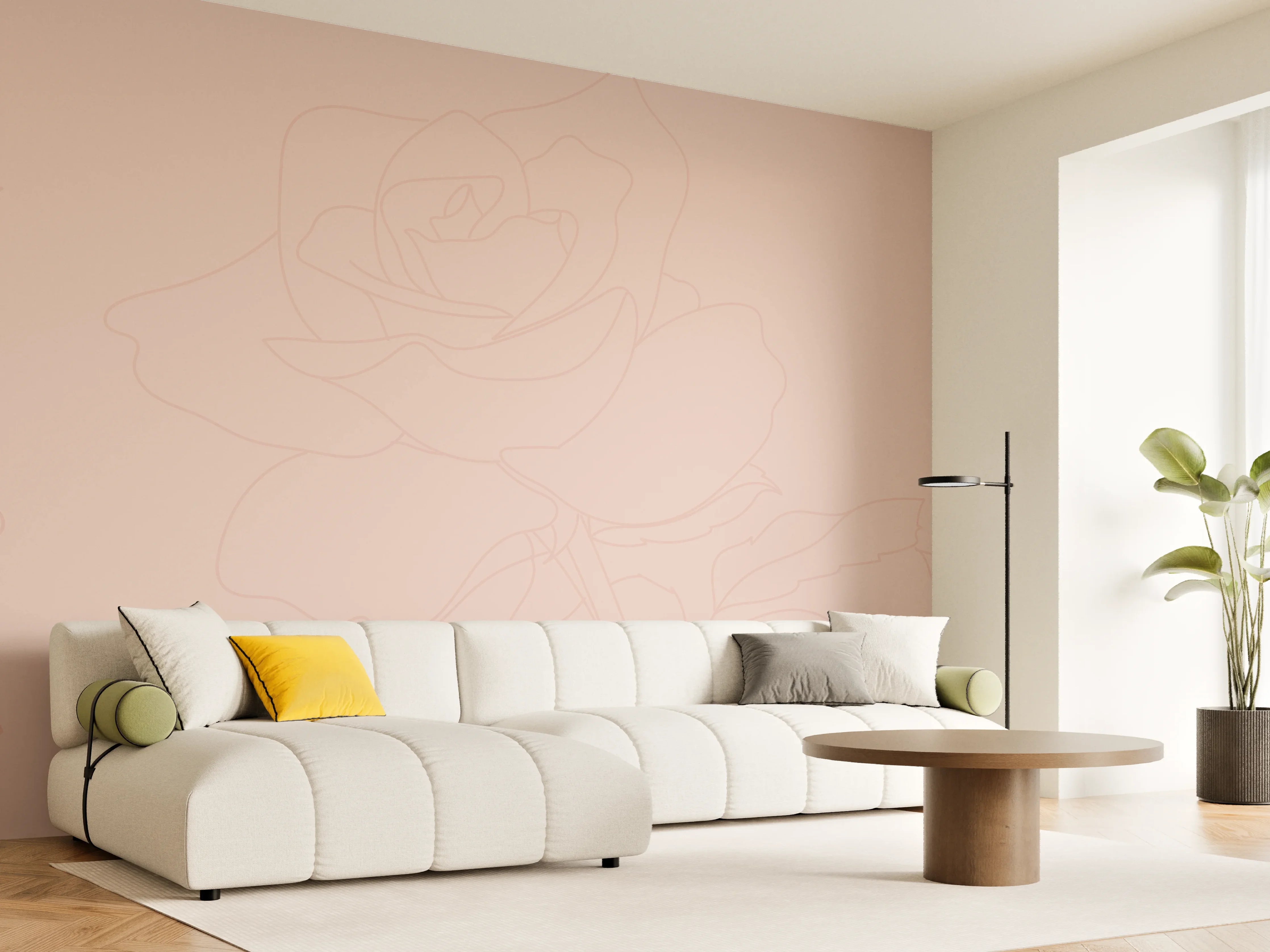 Wandverkleidung Wohnzimmer - Rosa Rosen