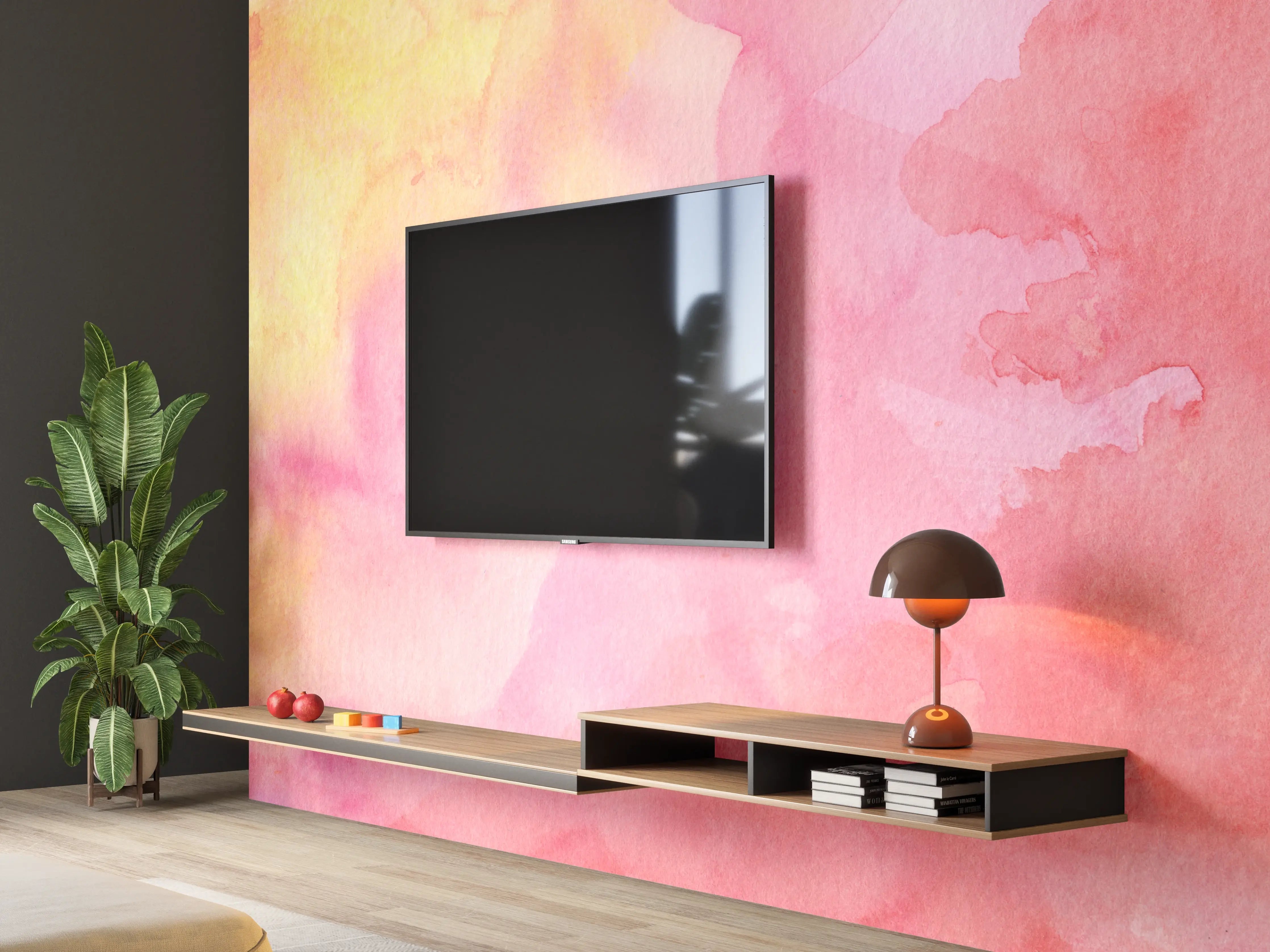 Wandverkleidung Wohnzimmer - Rosa Verwaschenes Farben-Design