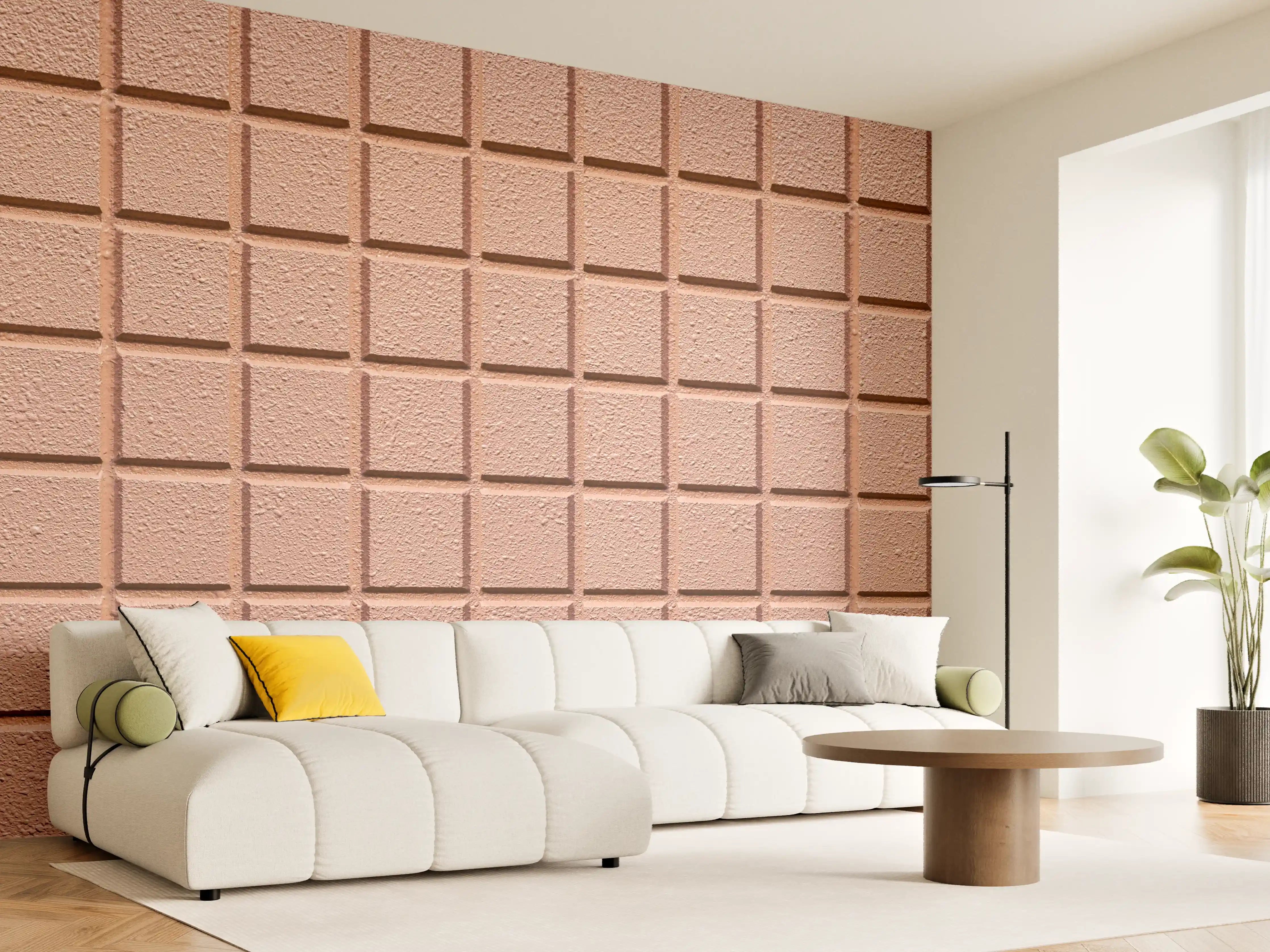 Wandverkleidung Wohnzimmer - Rosafarbige Steintextur
