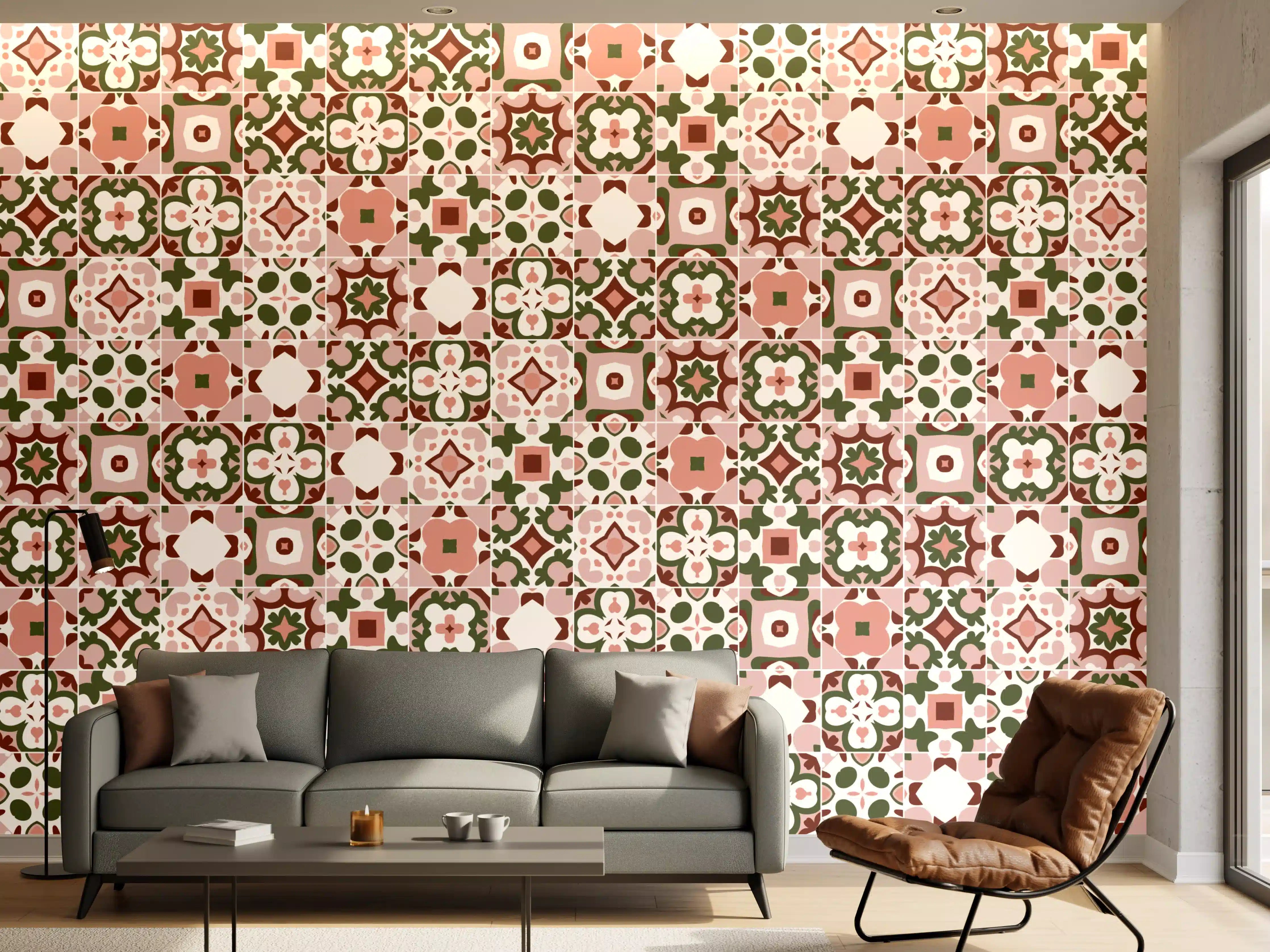 Wandverkleidung Wohnzimmer - Rosé-Goldenes Mosaikmuster