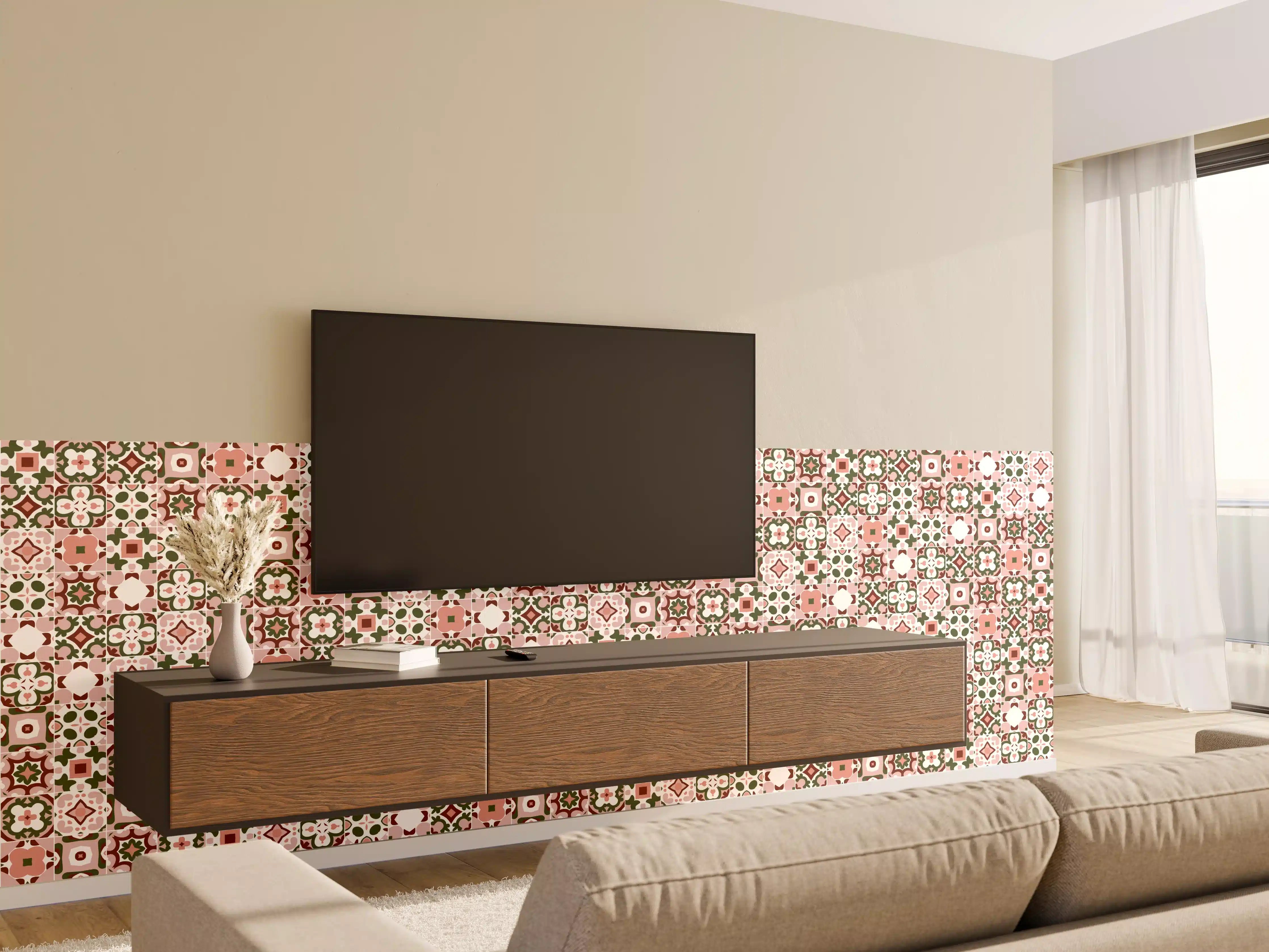 Wandverkleidung Wohnzimmer - Rosé-Goldenes Mosaikmuster