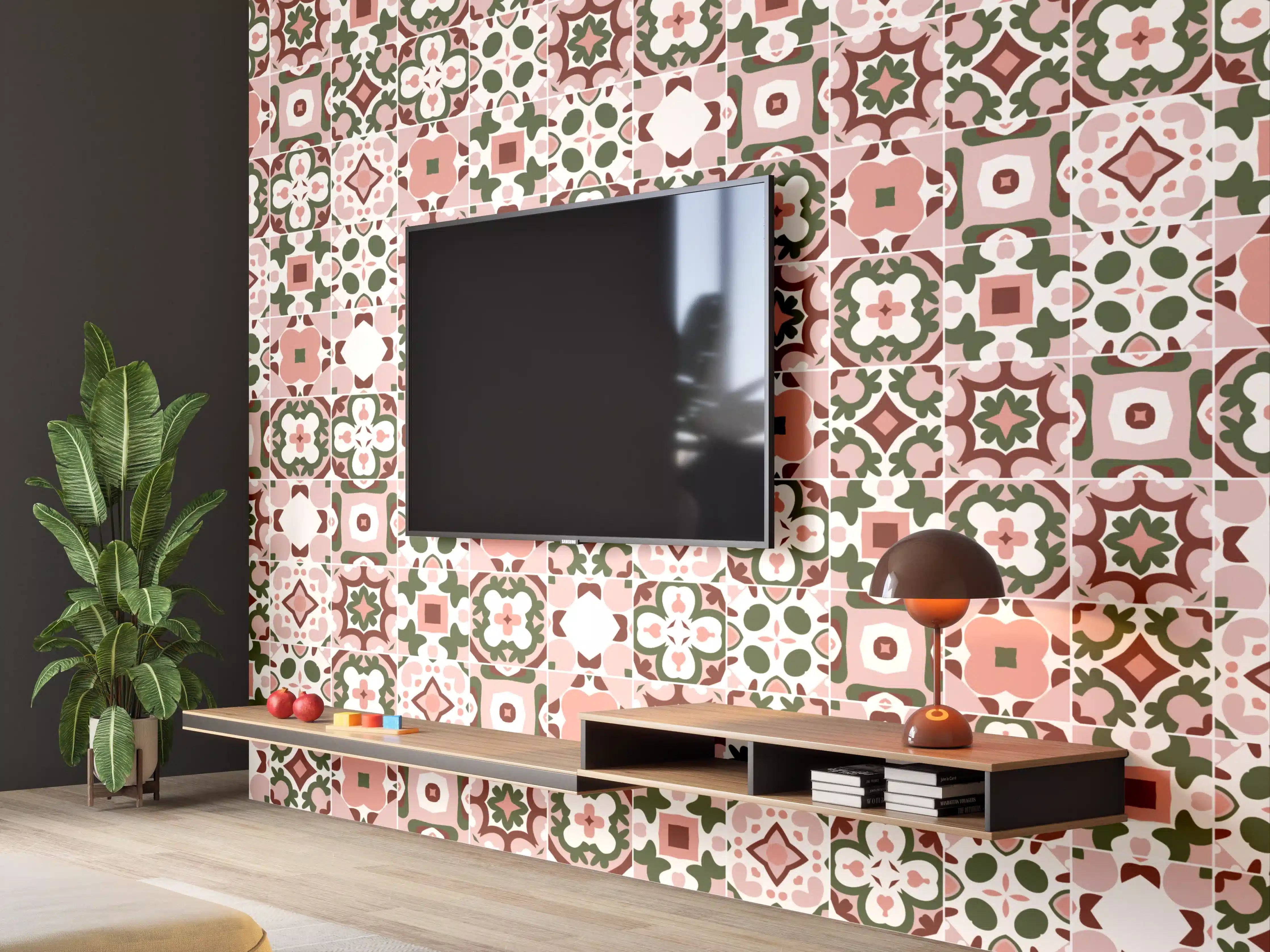 Wandverkleidung Wohnzimmer - Rosé-Goldenes Mosaikmuster