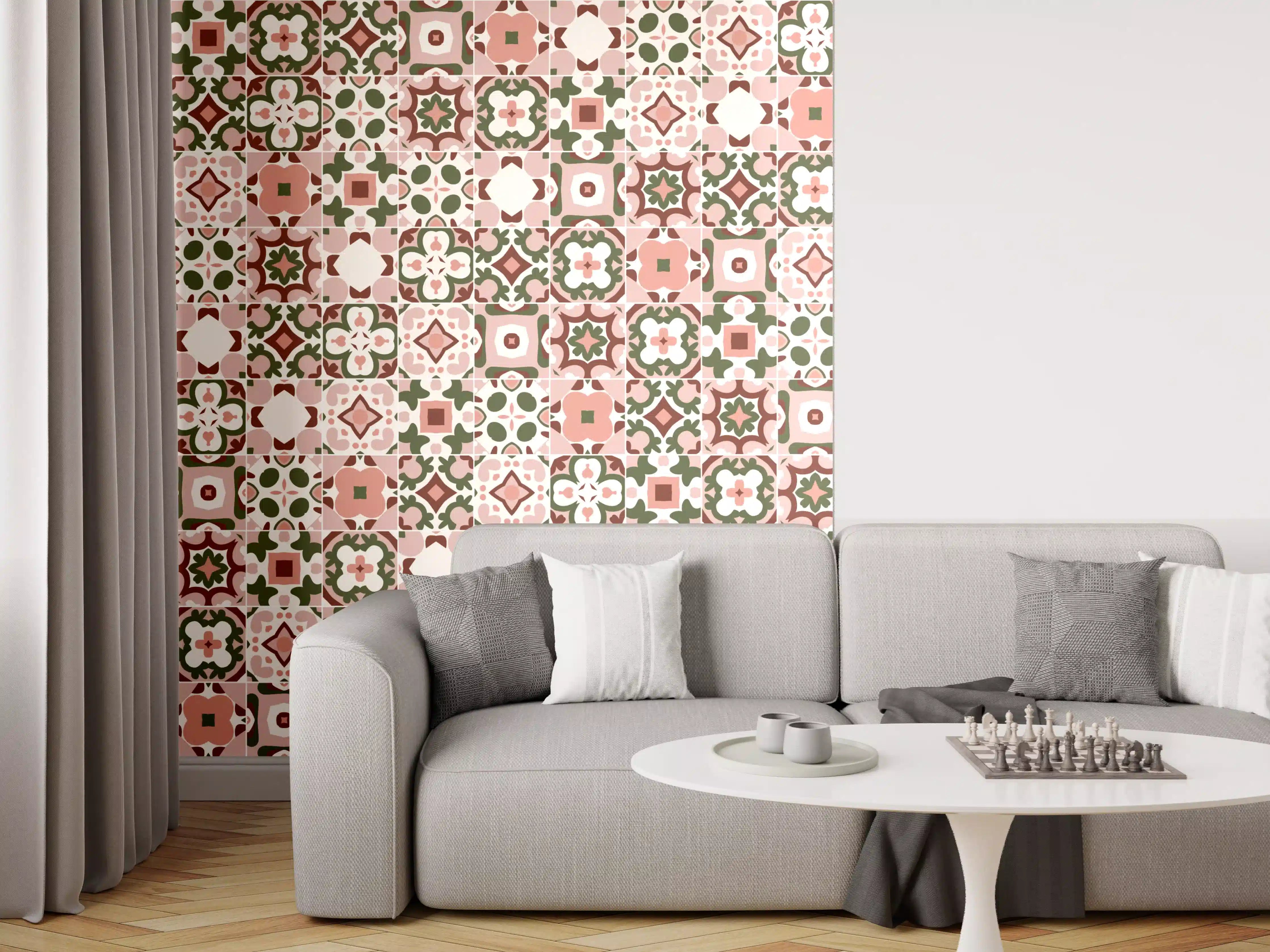 Wandverkleidung Wohnzimmer - Rosé-Goldenes Mosaikmuster