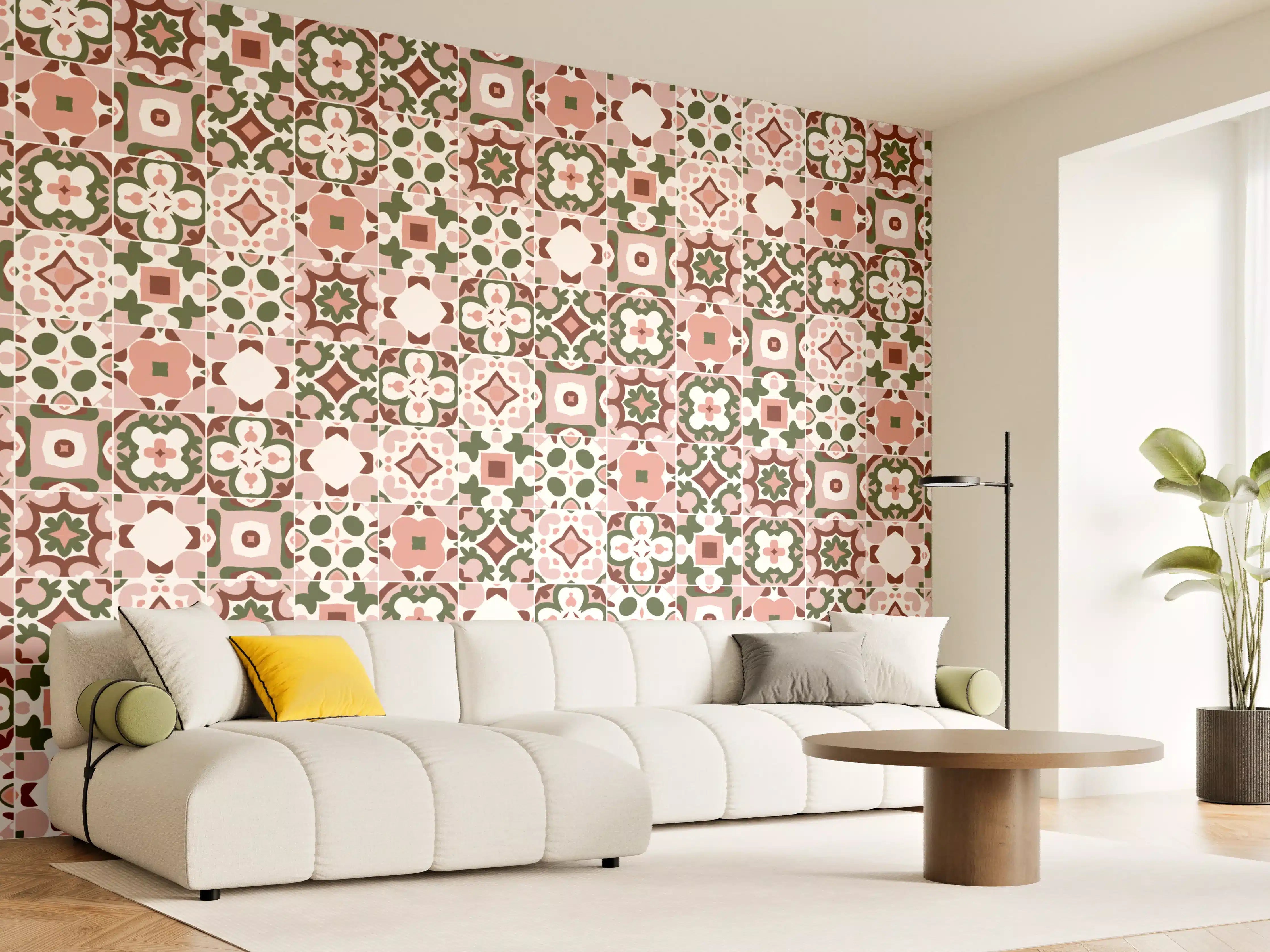 Wandverkleidung Wohnzimmer - Rosé-Goldenes Mosaikmuster
