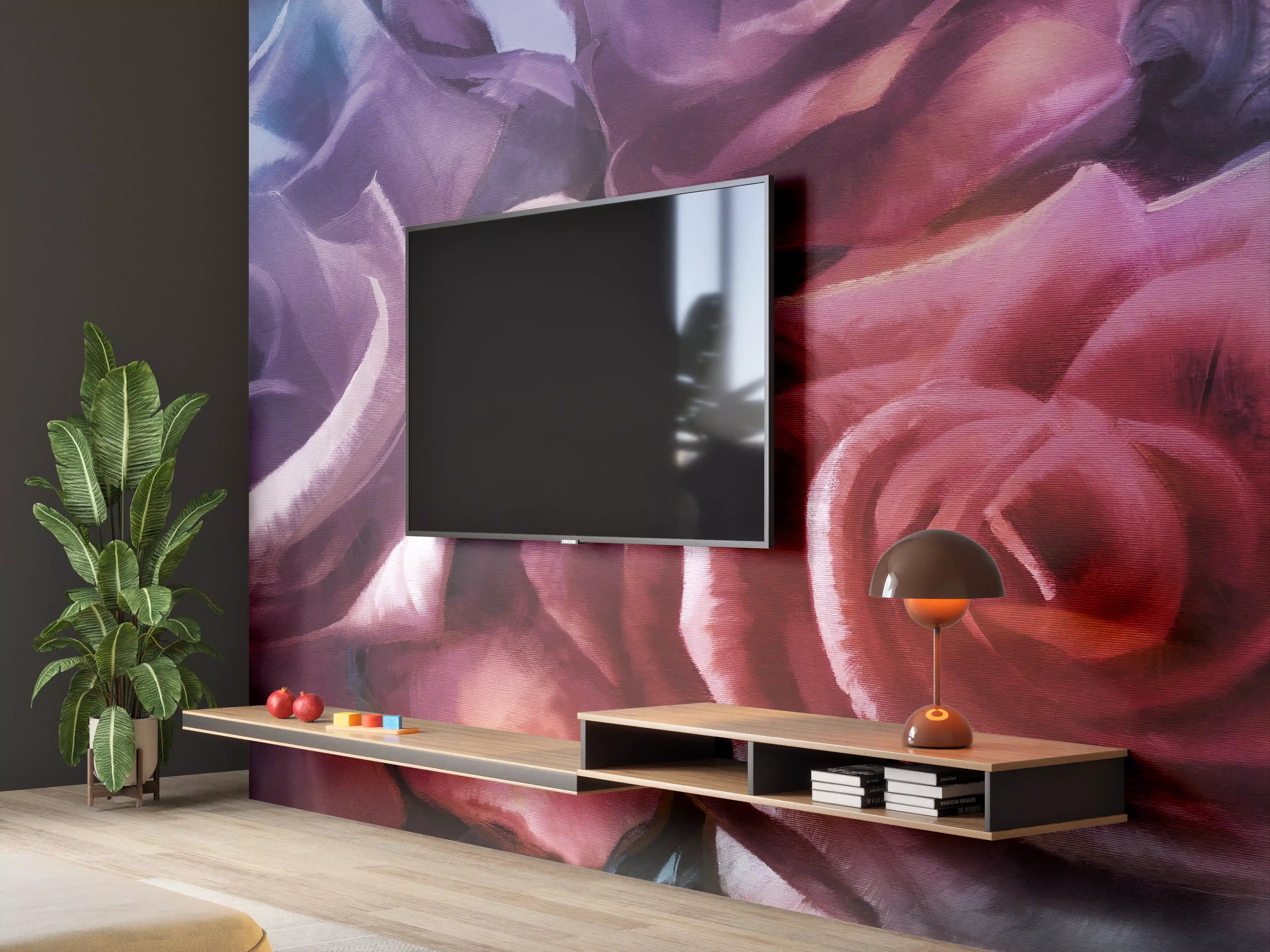 Wandverkleidung Wohnzimmer - Rosenmalerei