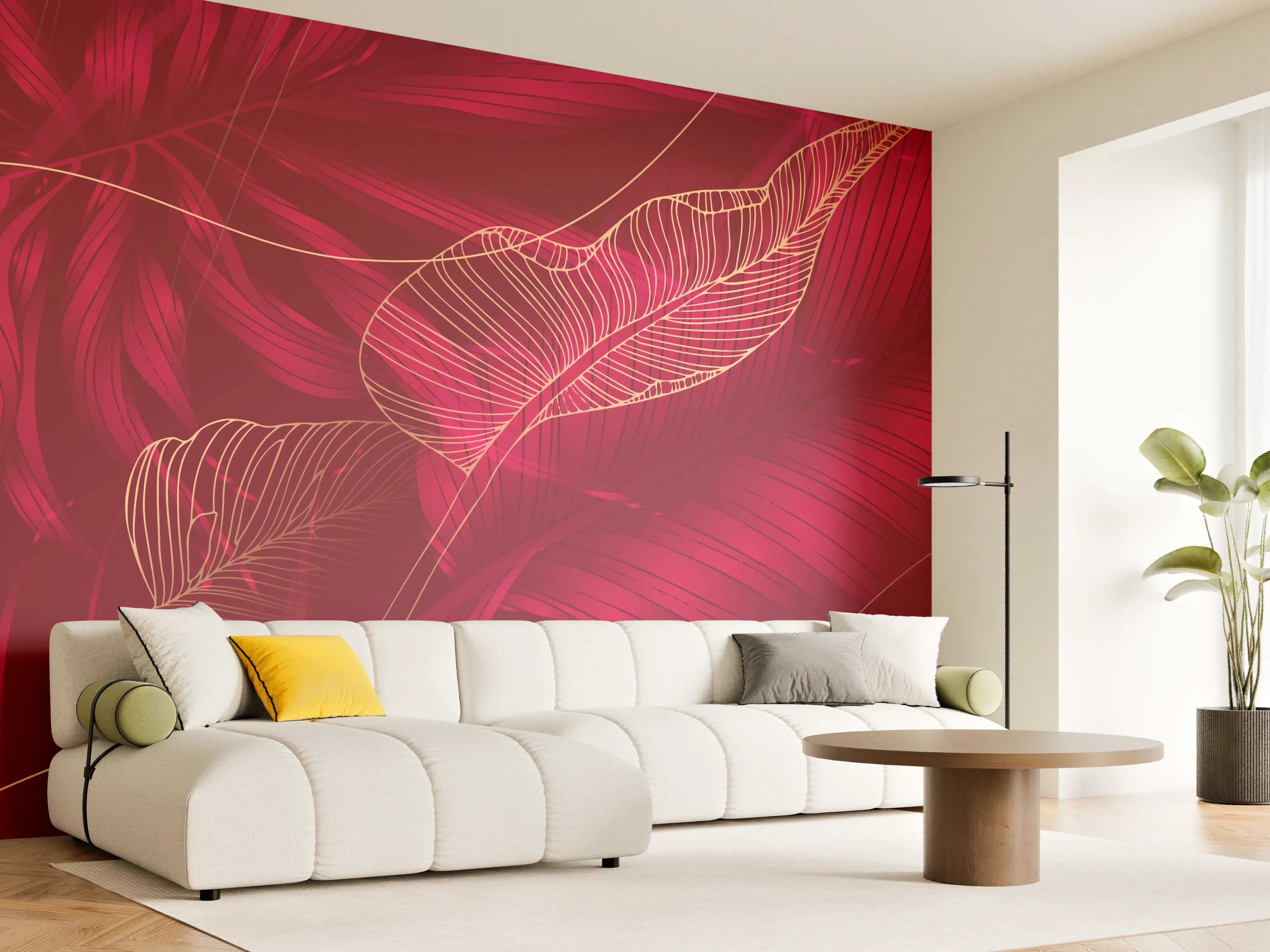 Wandverkleidung Wohnzimmer - Rote Florale Muster Textur