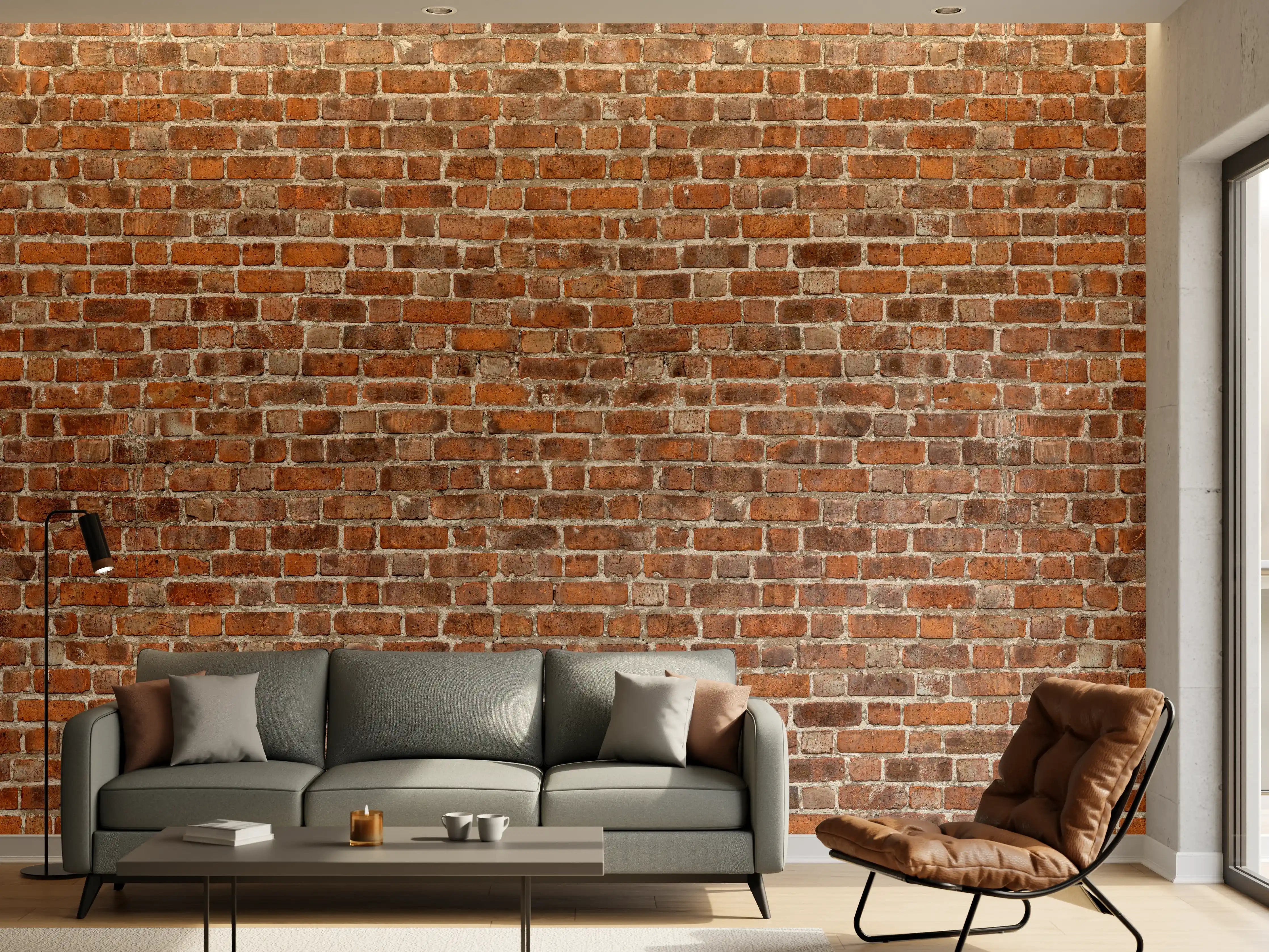 Wandverkleidung Wohnzimmer - Rote Vintage Ziegel Mauerwerk