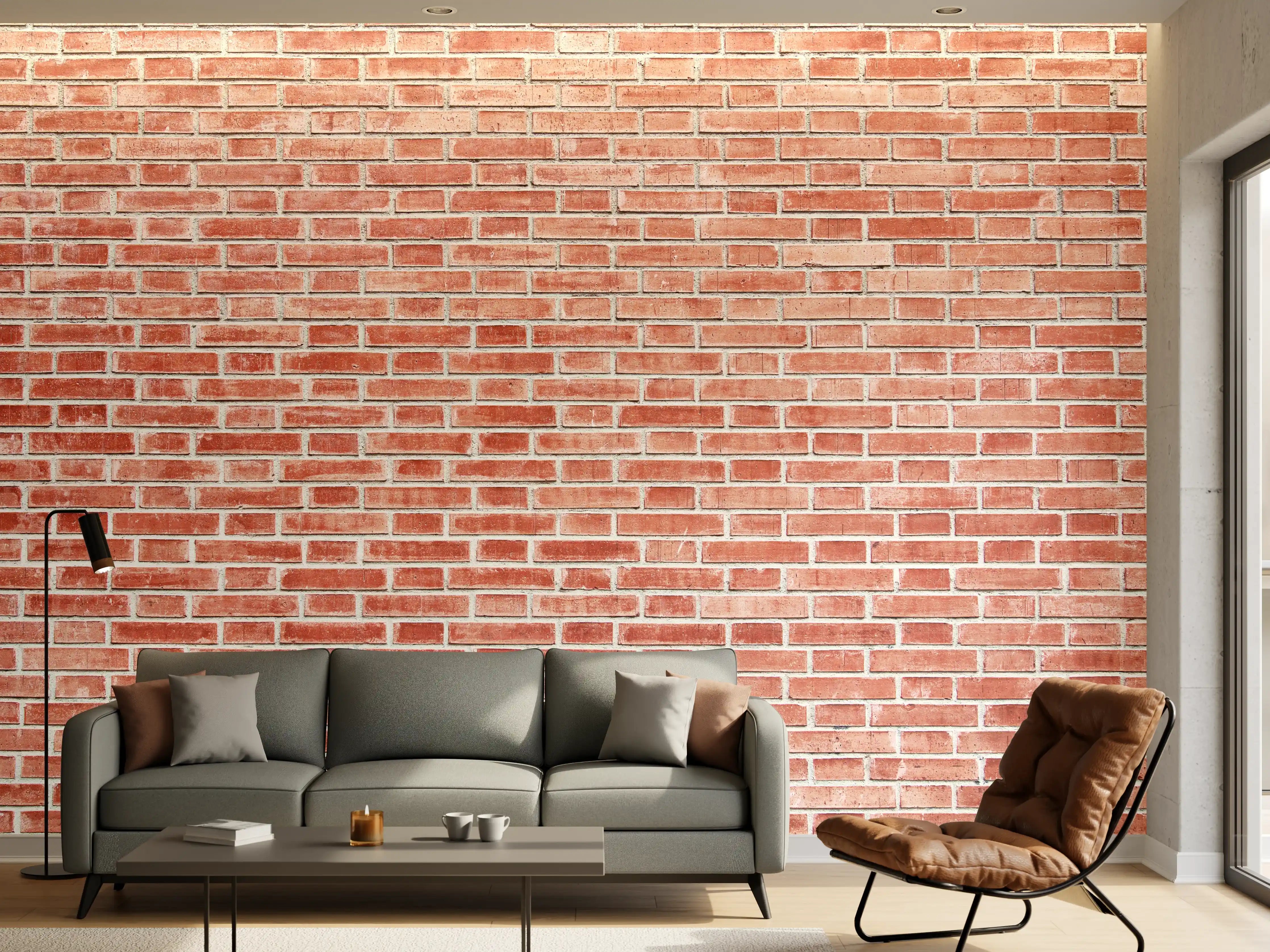 Wandverkleidung Wohnzimmer - Rote rissige Backsteinmauertextur