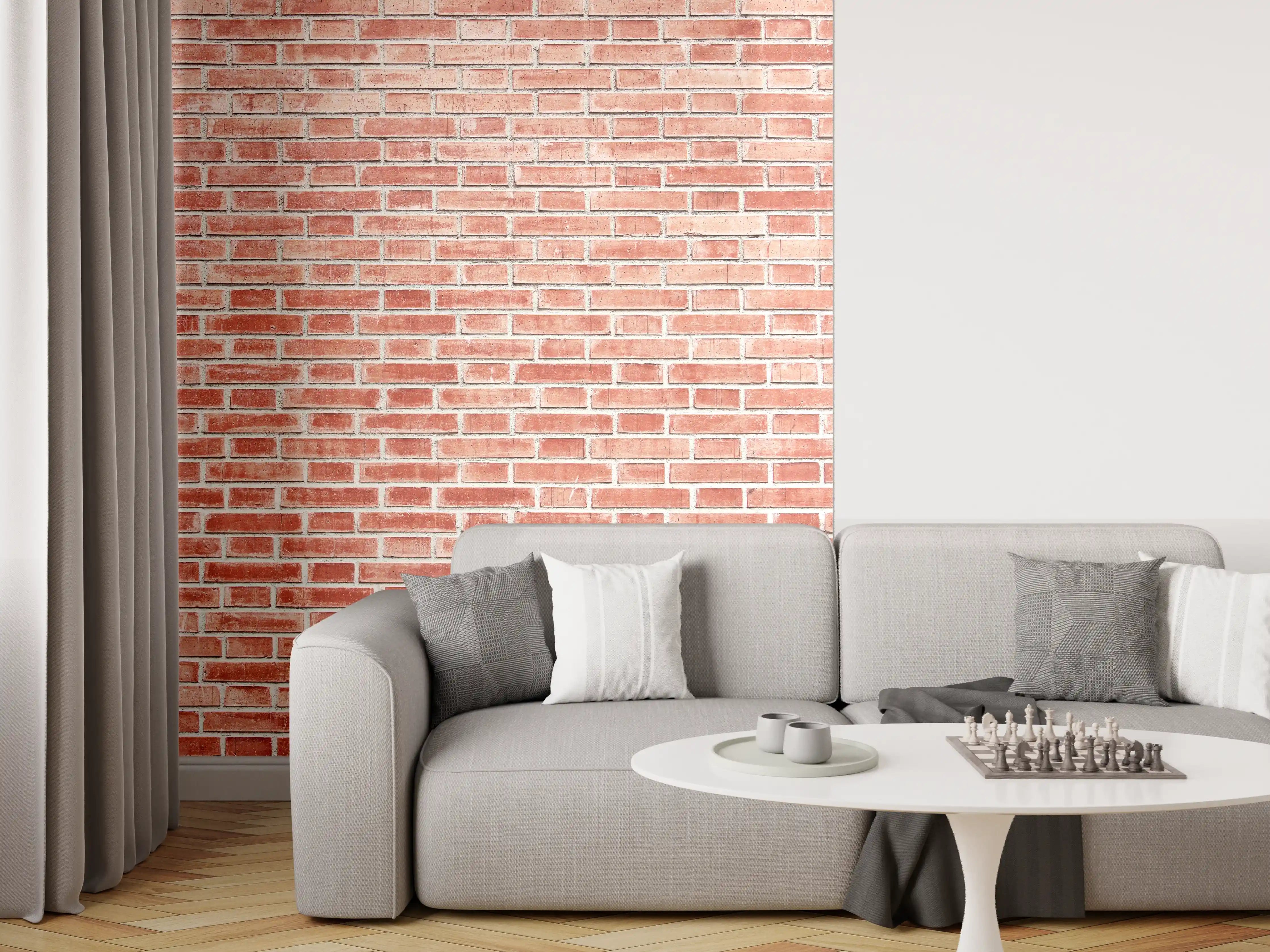 Wandverkleidung Wohnzimmer - Rote rissige Backsteinmauertextur