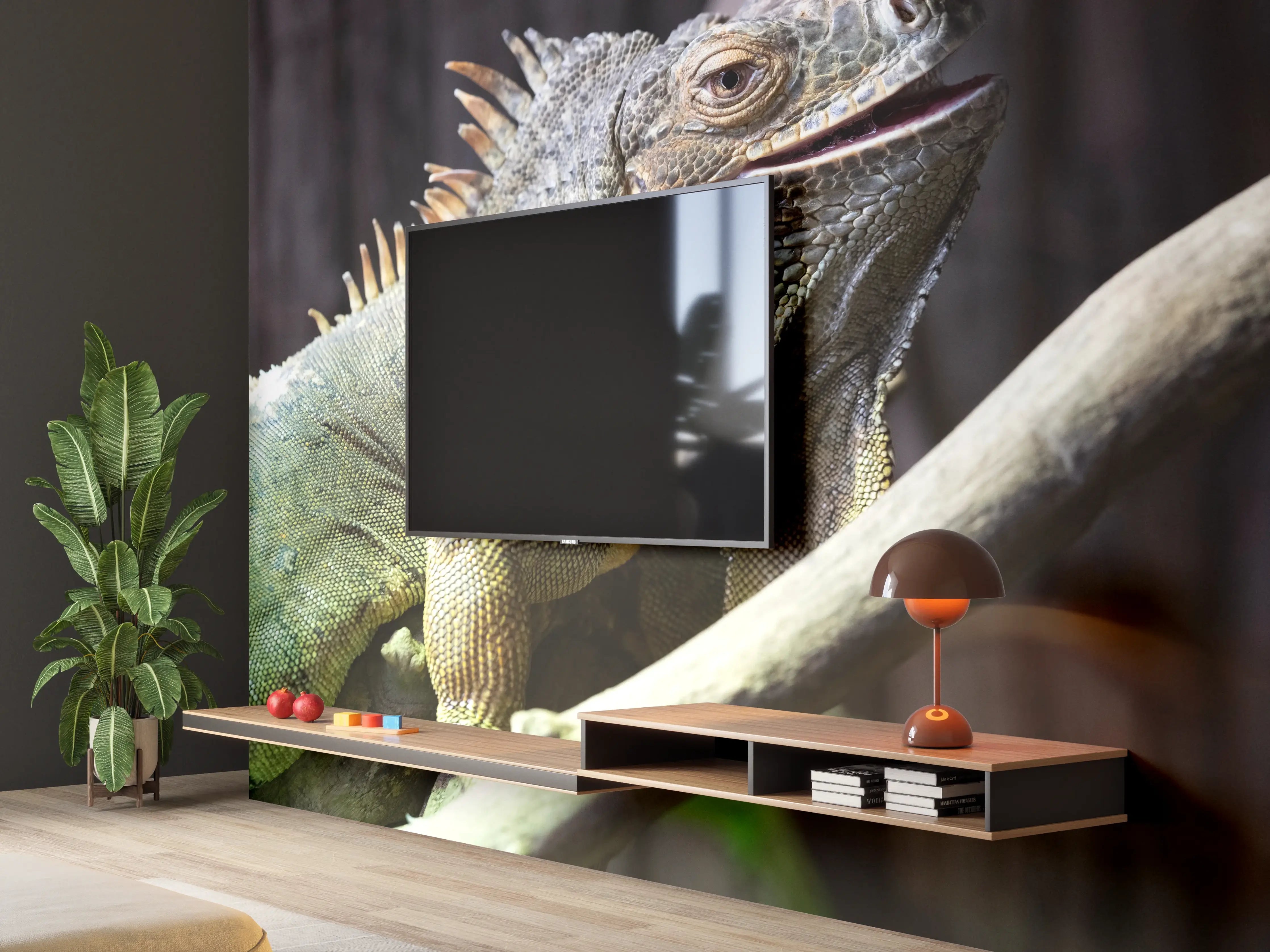 Wandverkleidung Wohnzimmer - Ruhender Leguan