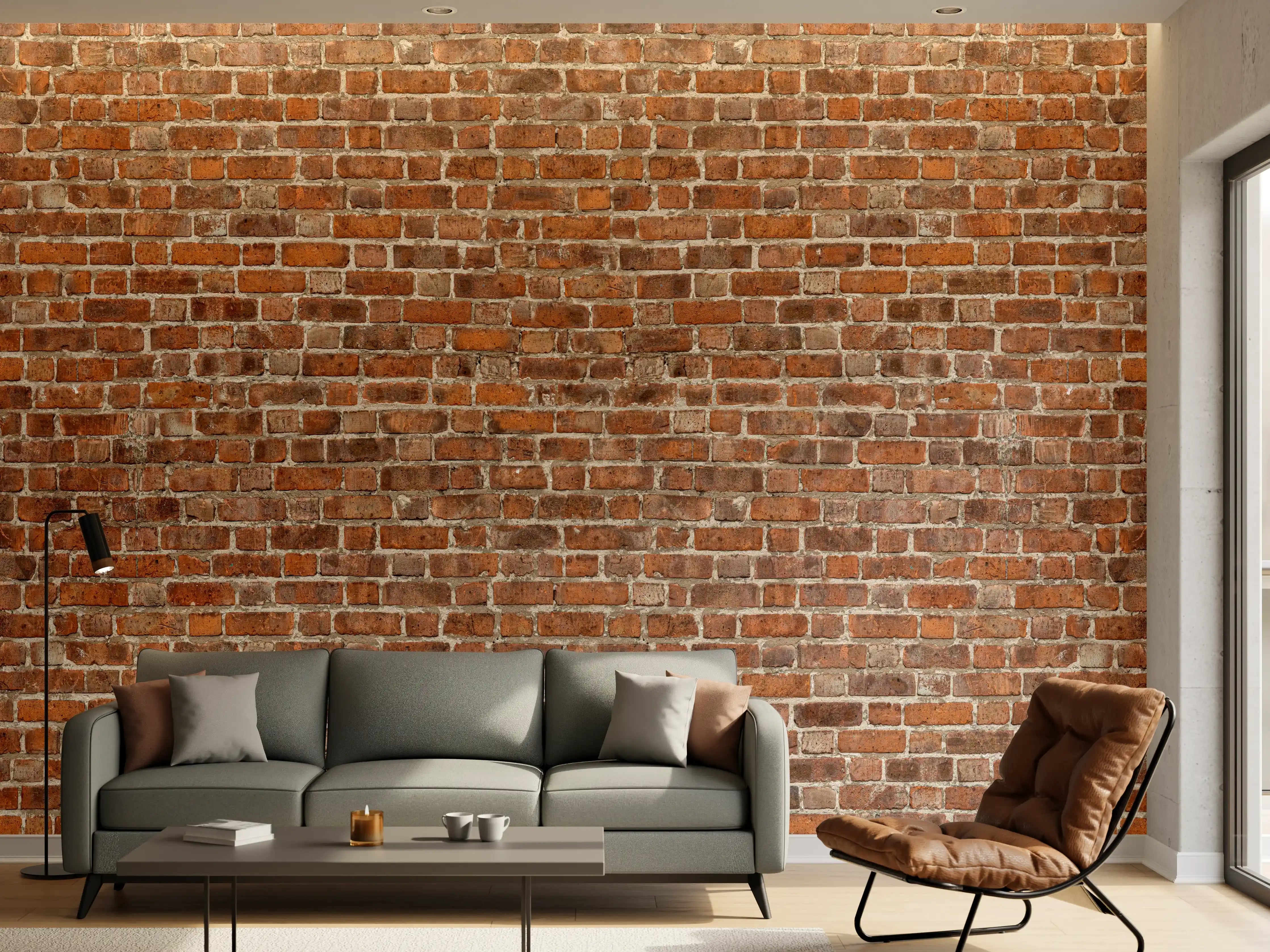 Wandverkleidung Wohnzimmer - Rustikale Backsteinwand – Perfekt für Heimdekor