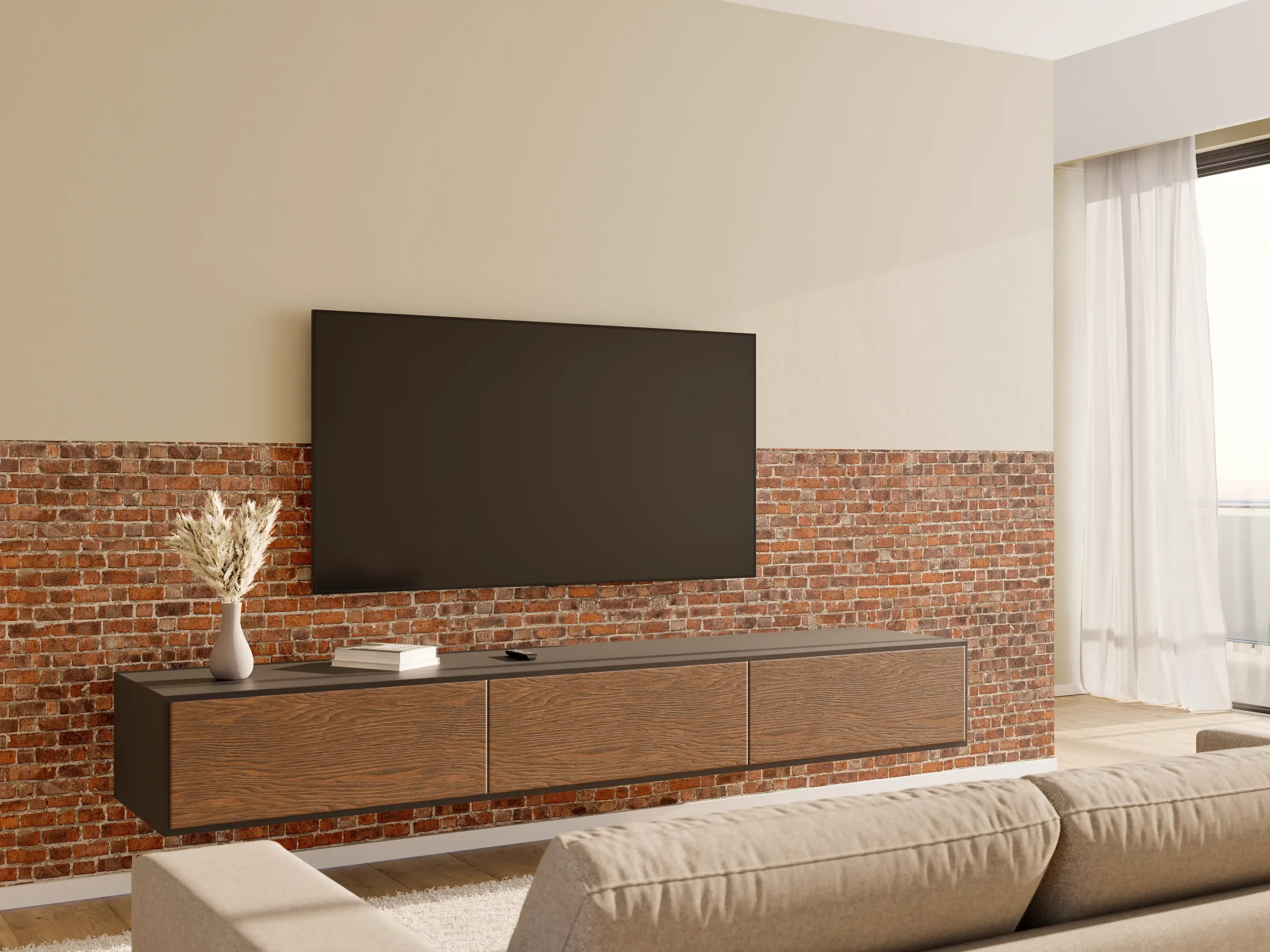 Wandverkleidung Wohnzimmer - Rustikale Backsteinwand – Perfekt für Heimdekor