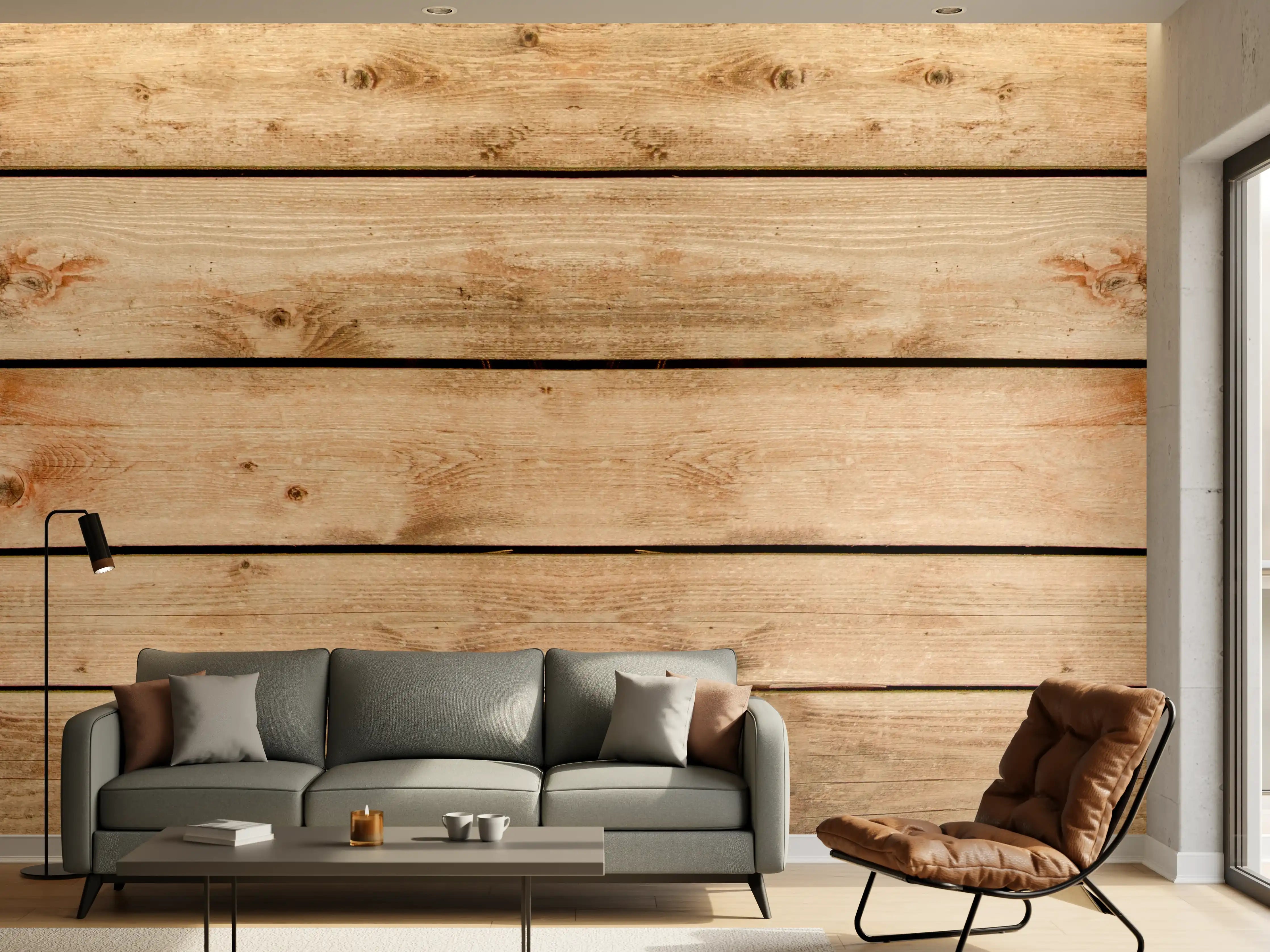 Wandverkleidung Wohnzimmer - Rustikale Braun-Holz-Textur