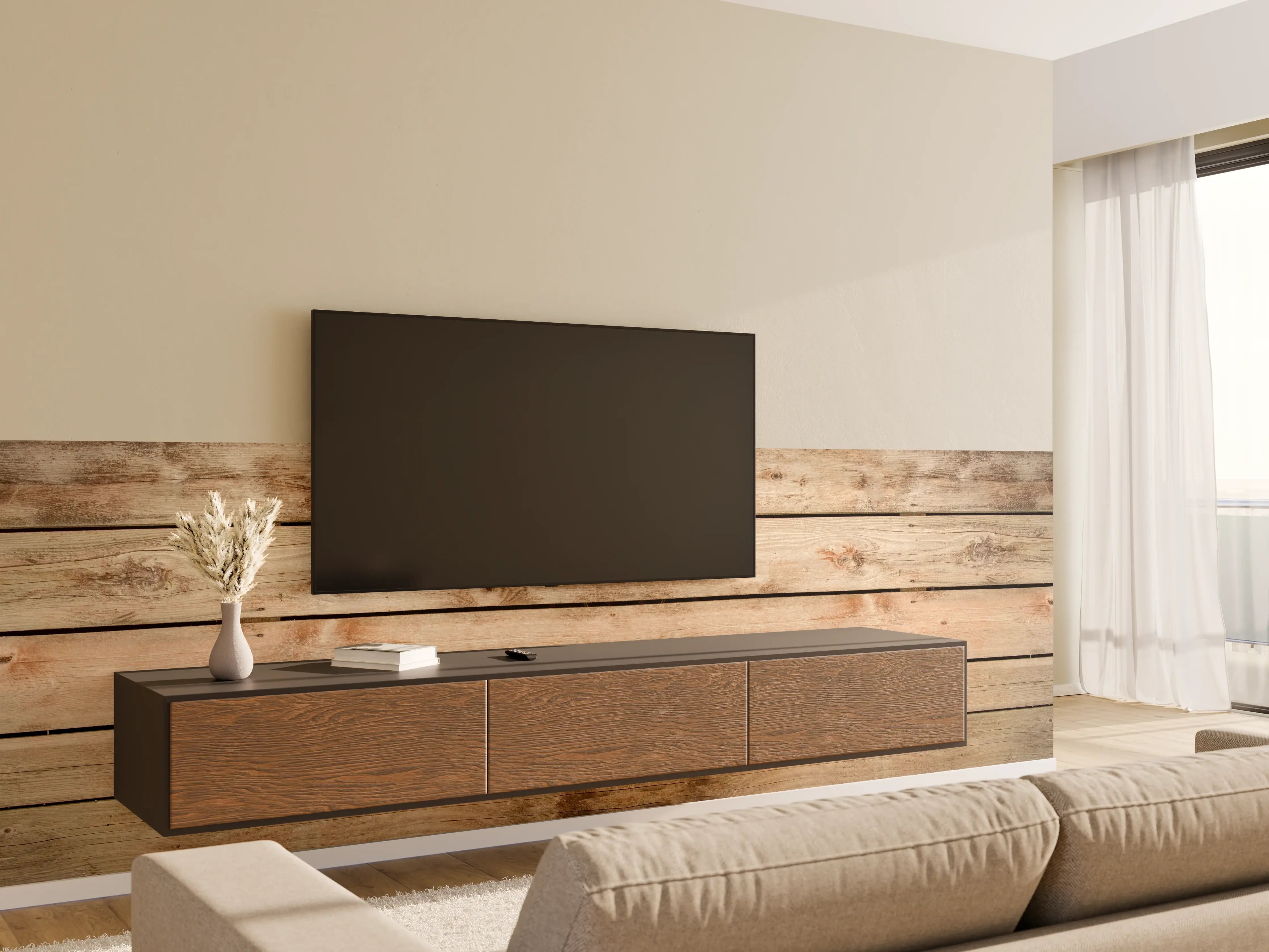 Wandverkleidung Wohnzimmer - Rustikale Braun-Holz-Textur