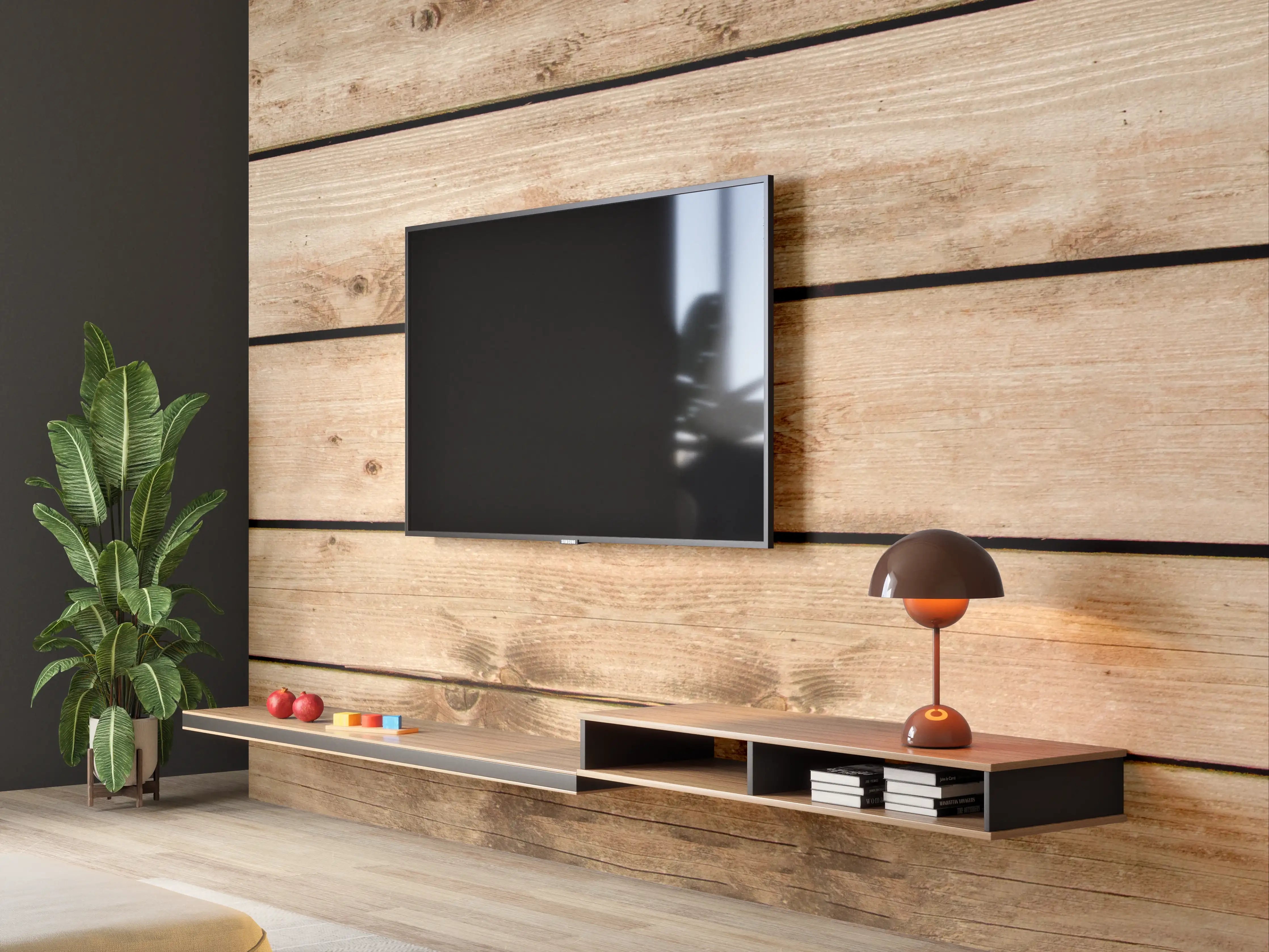 Wandverkleidung Wohnzimmer - Rustikale Braun-Holz-Textur
