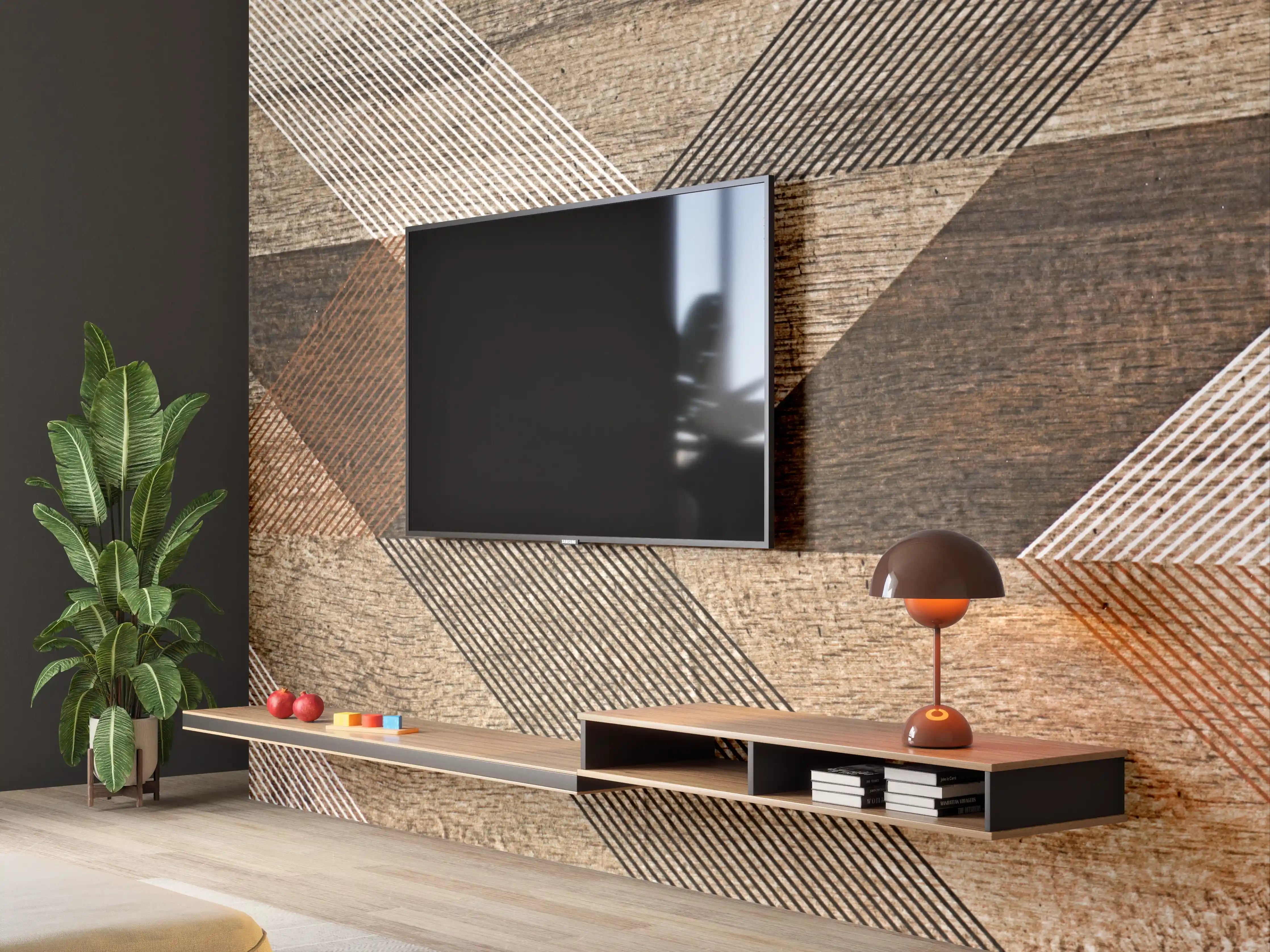Wandverkleidung Wohnzimmer - Rustikale Holzoptik Fliese