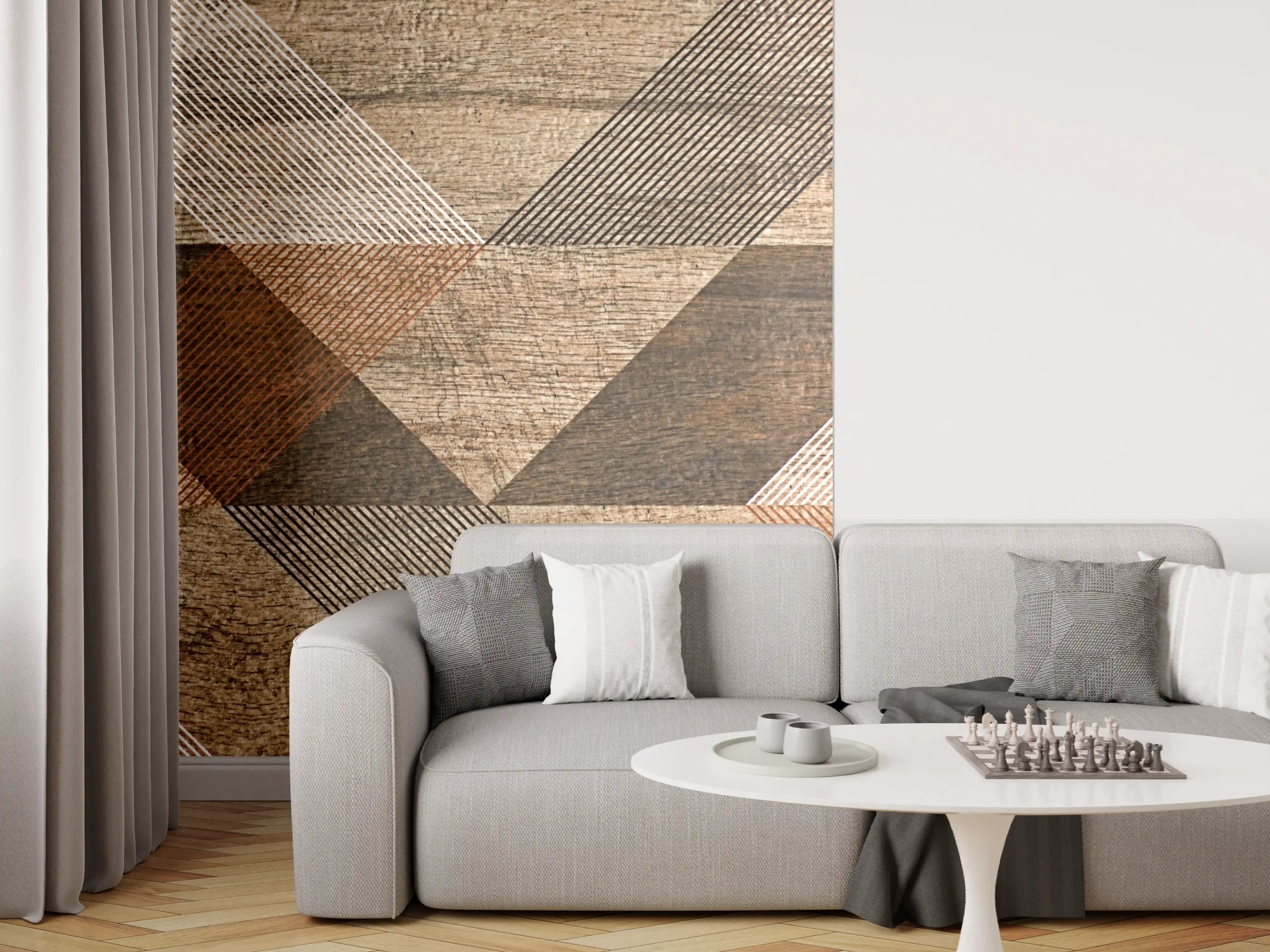 Wandverkleidung Wohnzimmer - Rustikale Holzoptik Fliese