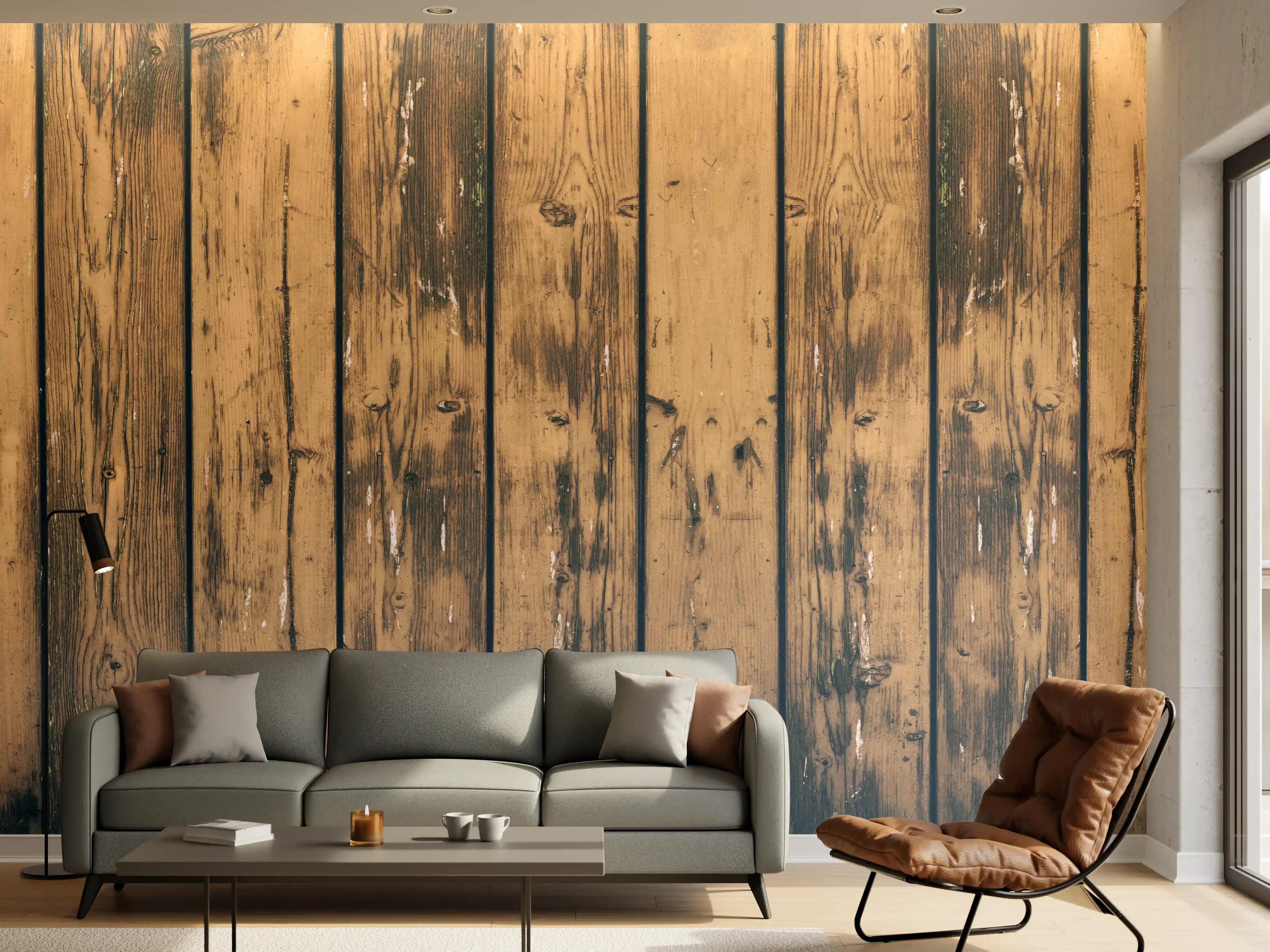 Wandverkleidung Wohnzimmer - Rustikale Holzoptik als Wanddekoration