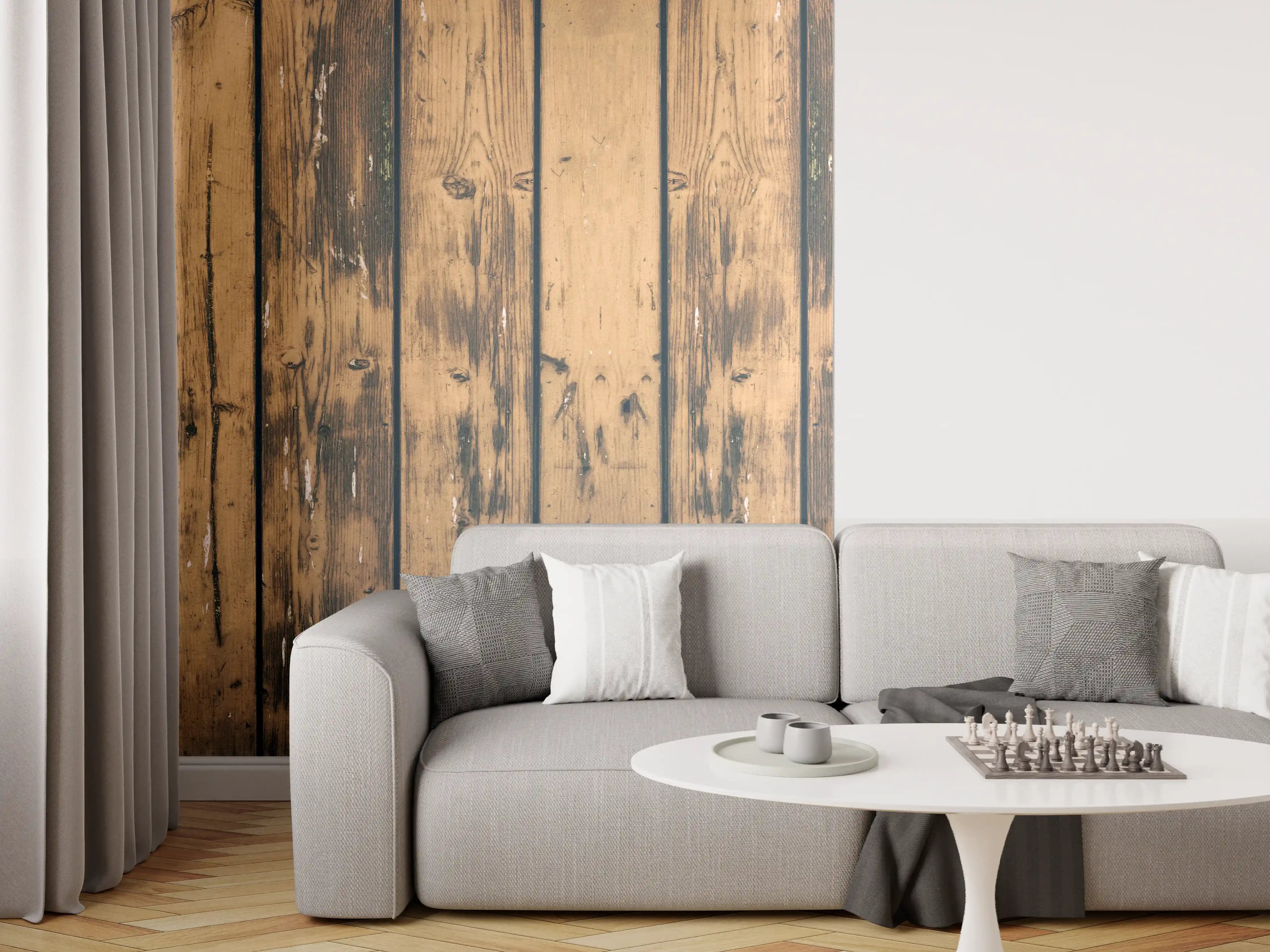 Wandverkleidung Wohnzimmer - Rustikale Holzoptik als Wanddekoration