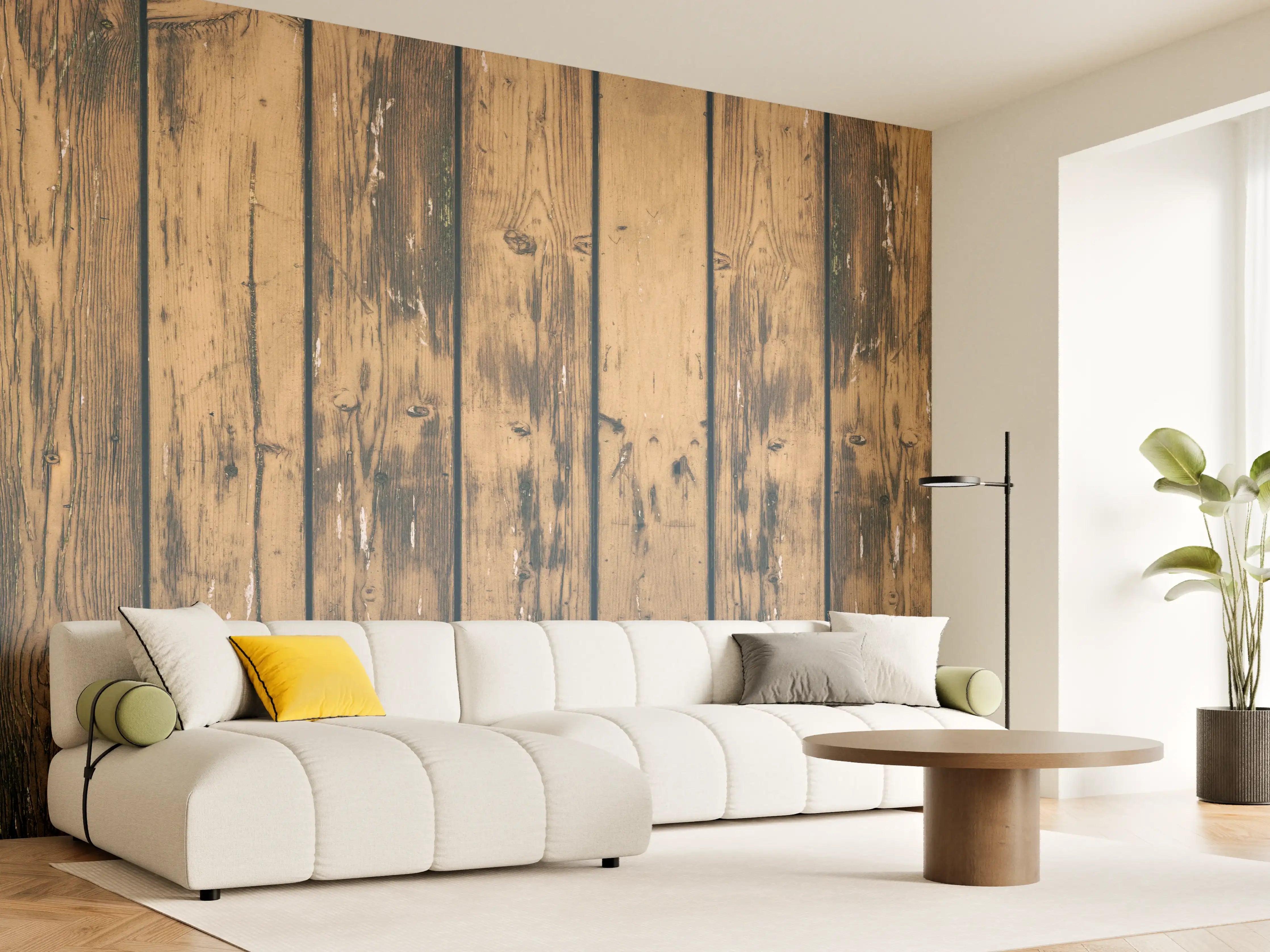 Wandverkleidung Wohnzimmer - Rustikale Holzoptik als Wanddekoration