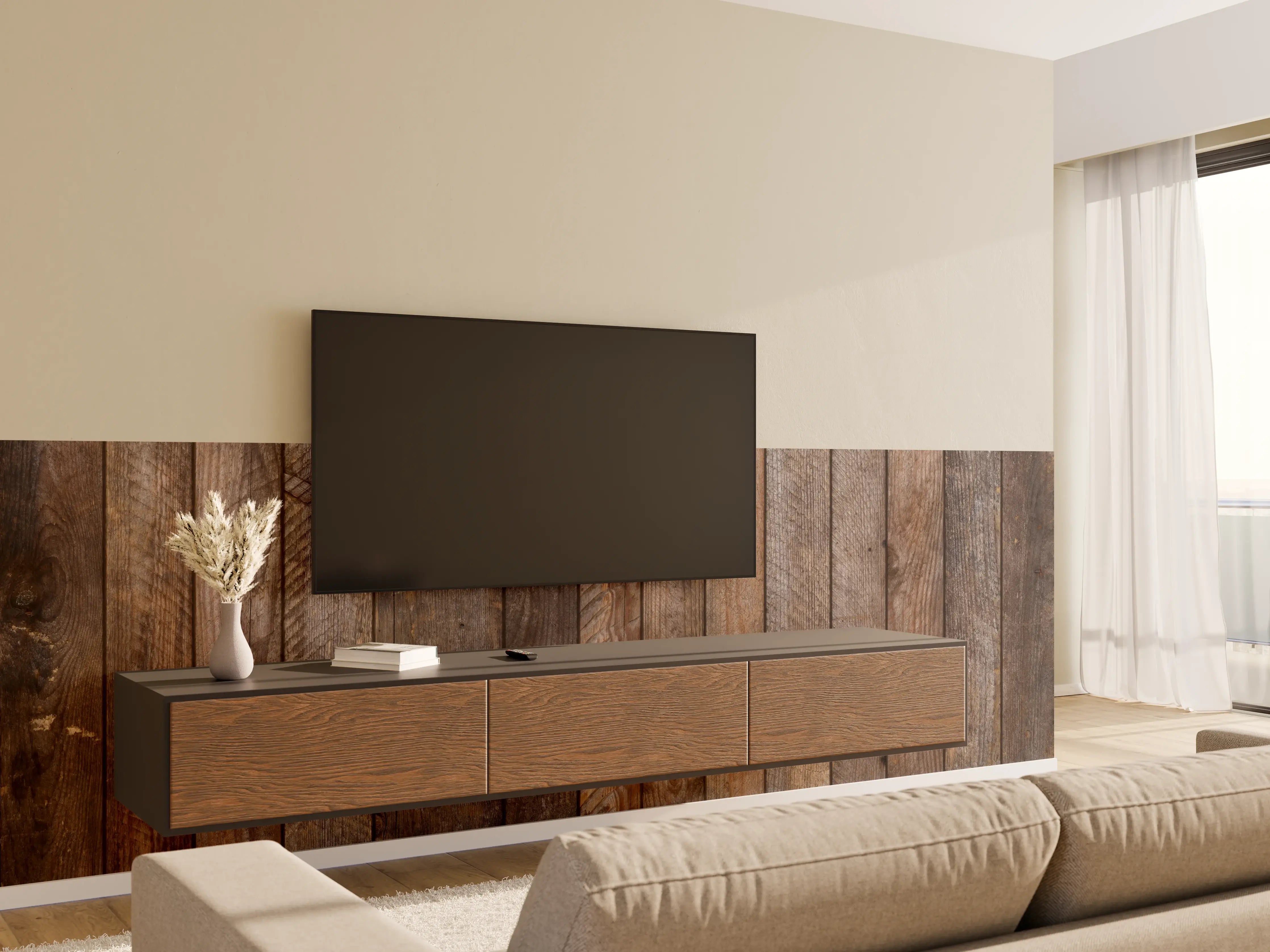 Wandverkleidung Wohnzimmer - Rustikale Holzwand für warmer Ambiente