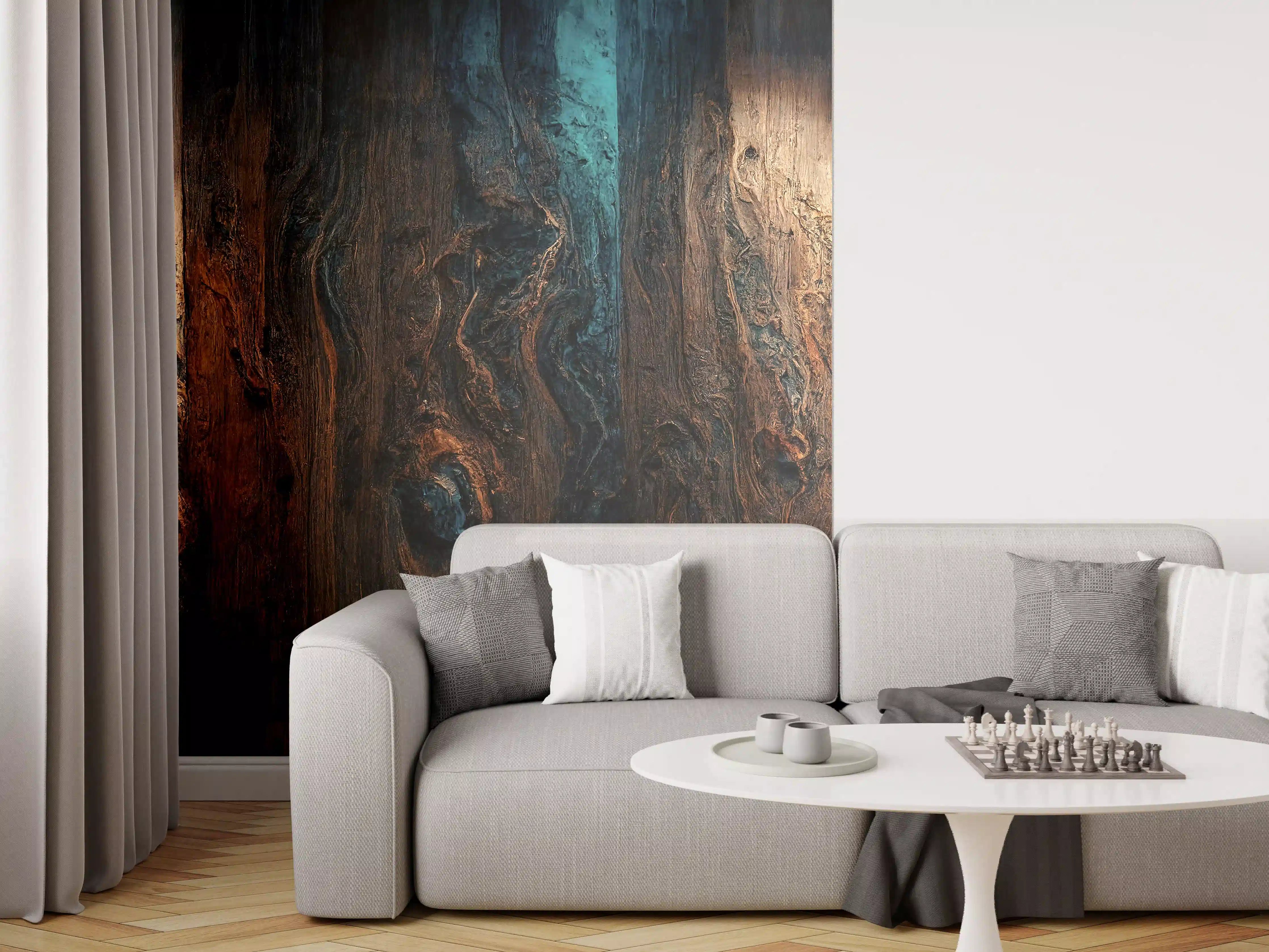 Wandverkleidung Wohnzimmer - Rustikale Holzwand mit dunklen Akzenten