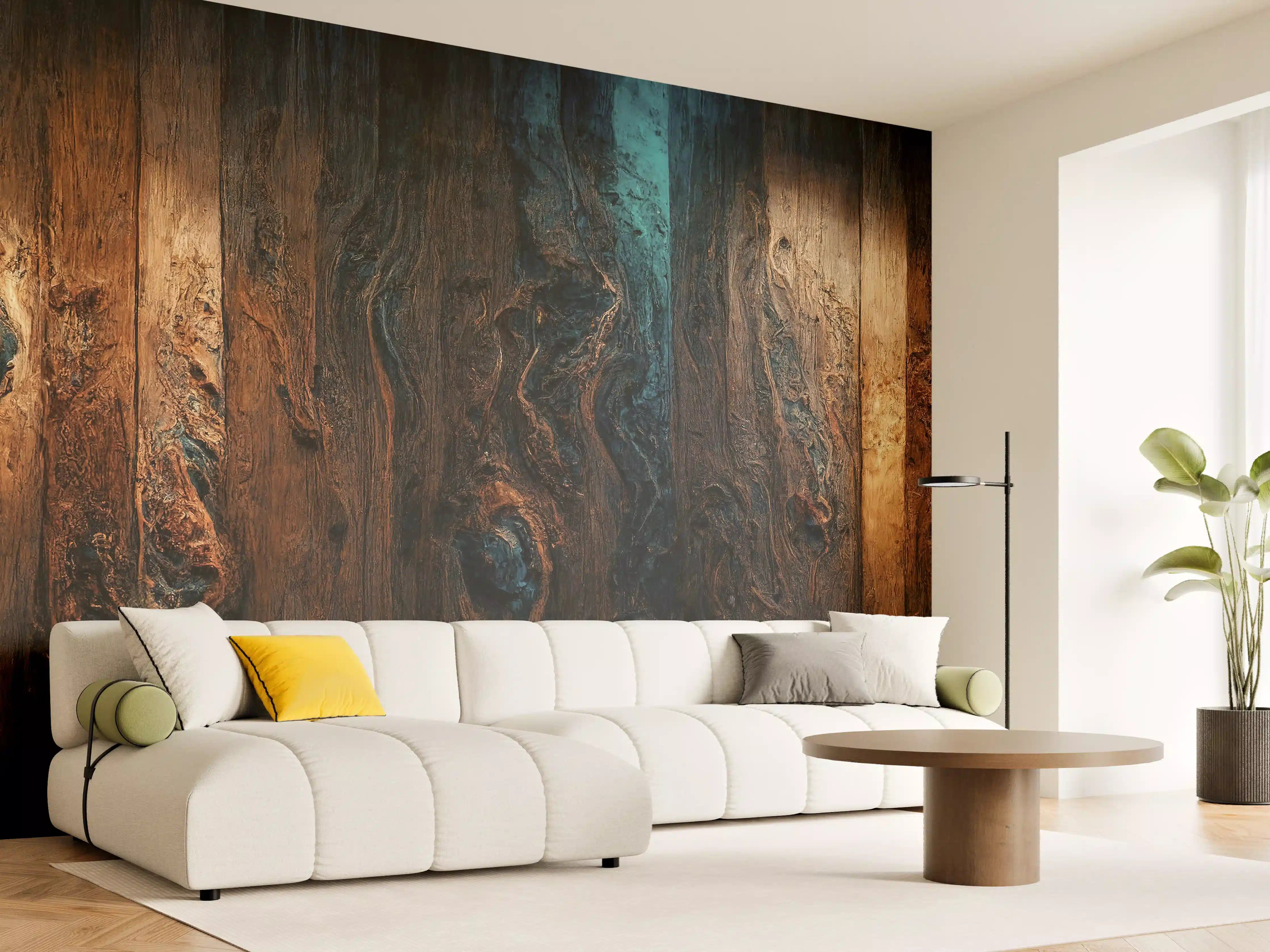 Wandverkleidung Wohnzimmer - Rustikale Holzwand mit dunklen Akzenten