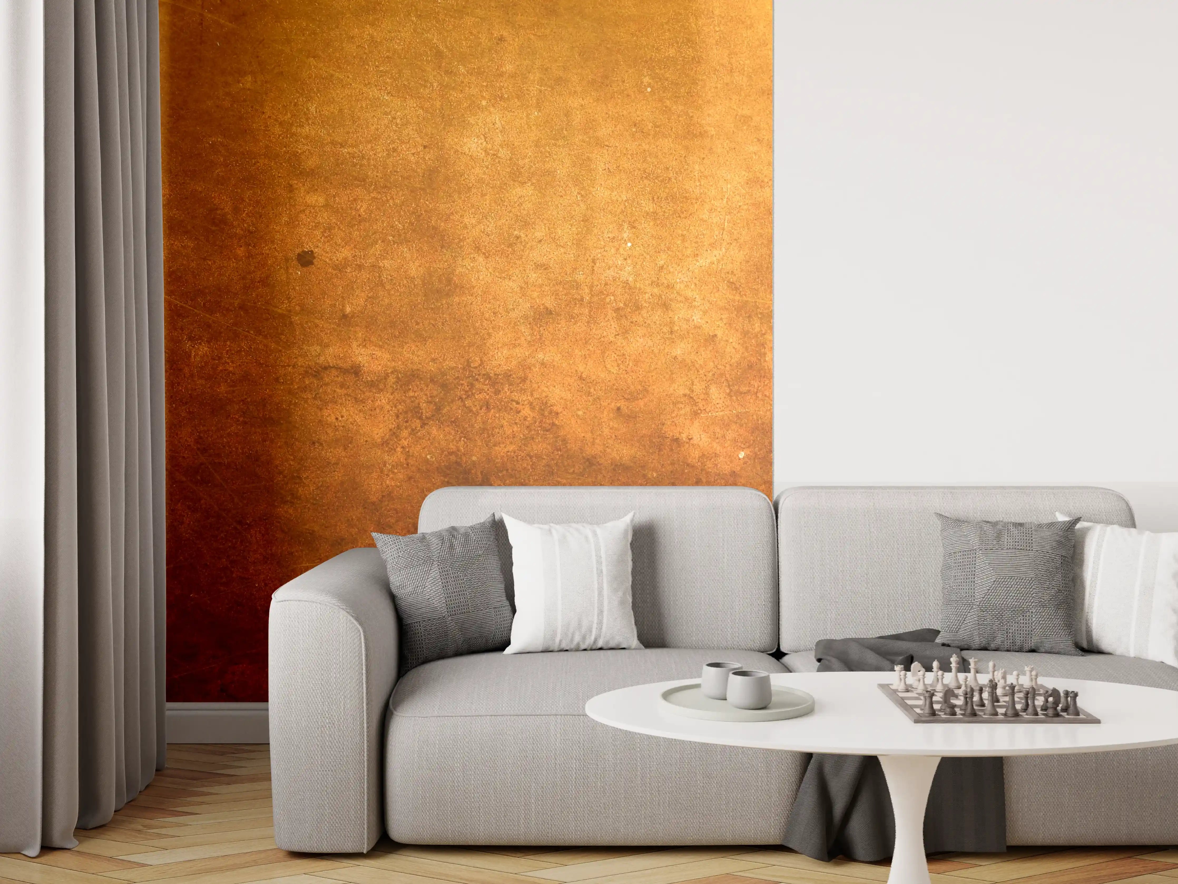 Wandverkleidung Wohnzimmer - Rustikale Metalldecke mit Patina