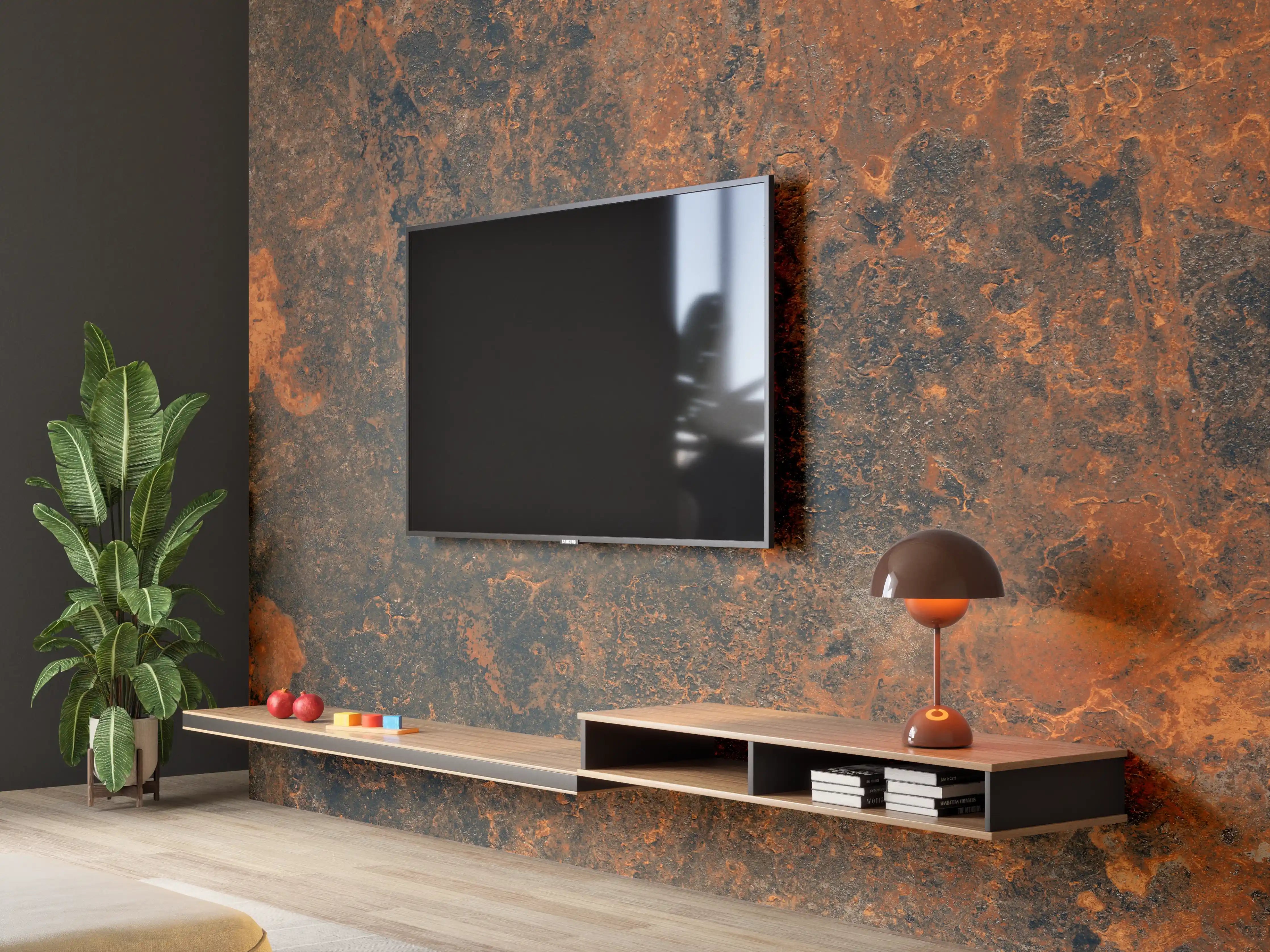 Wandverkleidung Wohnzimmer - Rustikale Metalltextur für Industriestil