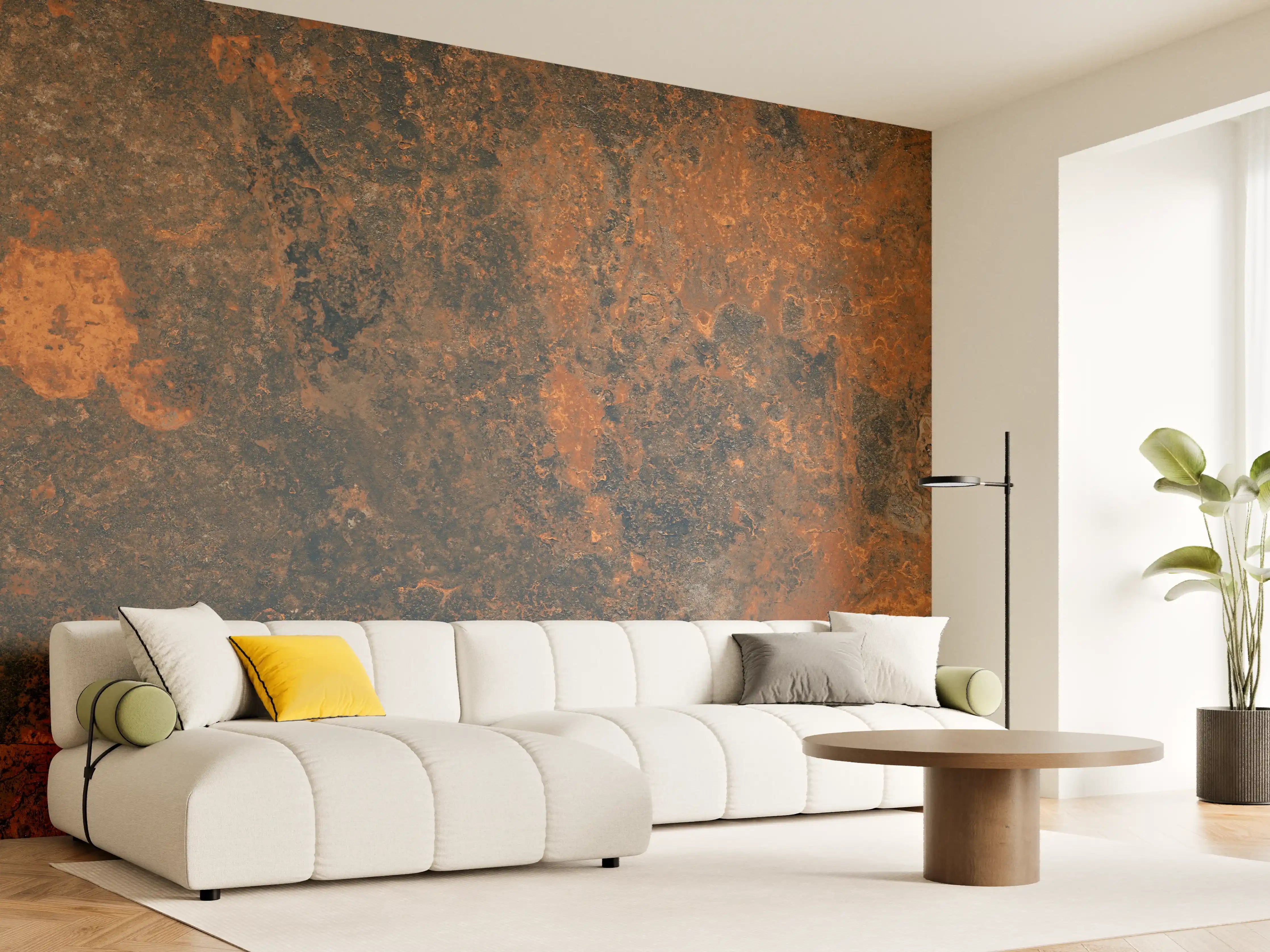 Wandverkleidung Wohnzimmer - Rustikale Metalltextur für Industriestil