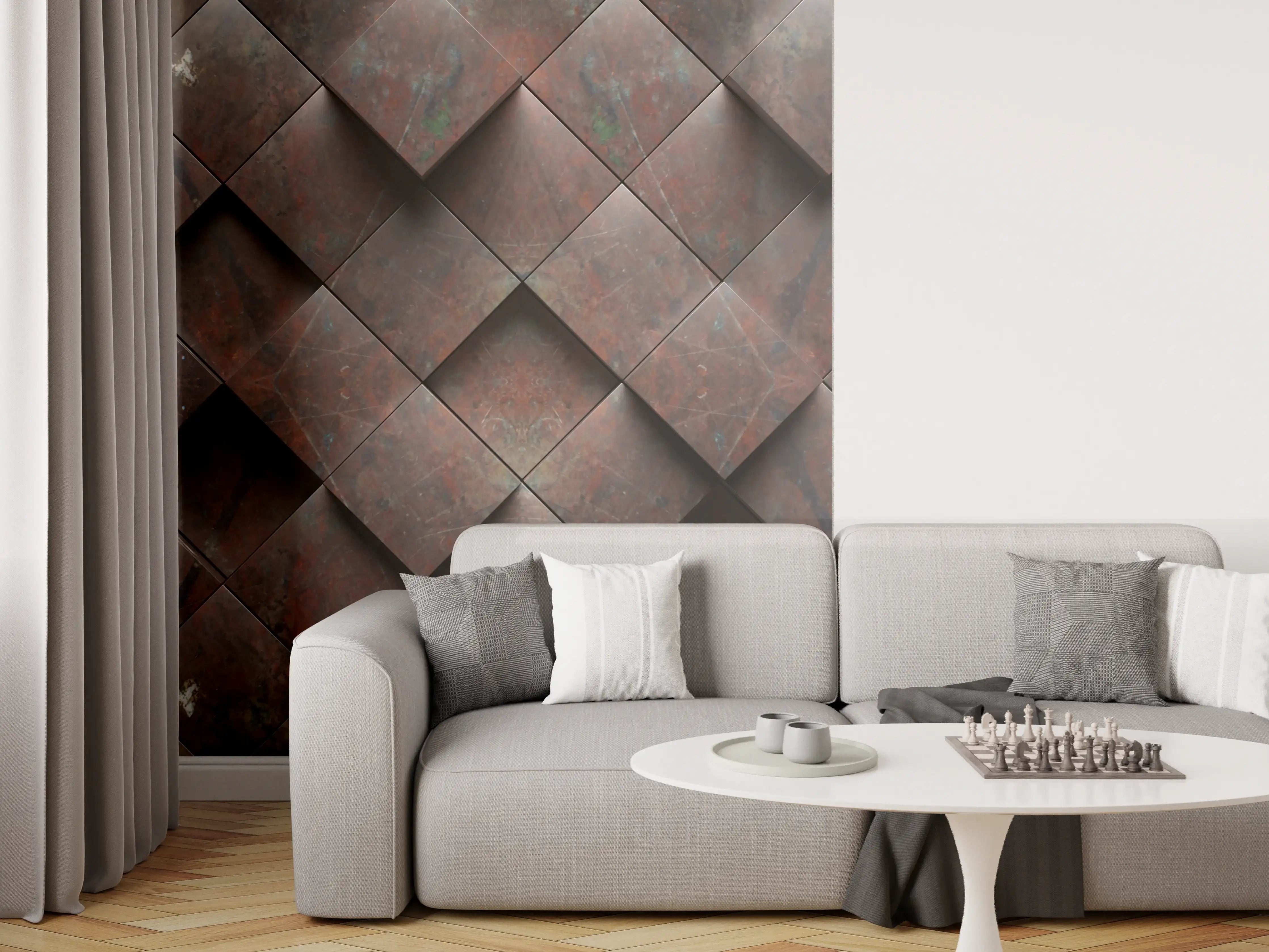 Wandverkleidung Wohnzimmer - Rustikale Stahlplatten Wanddeko