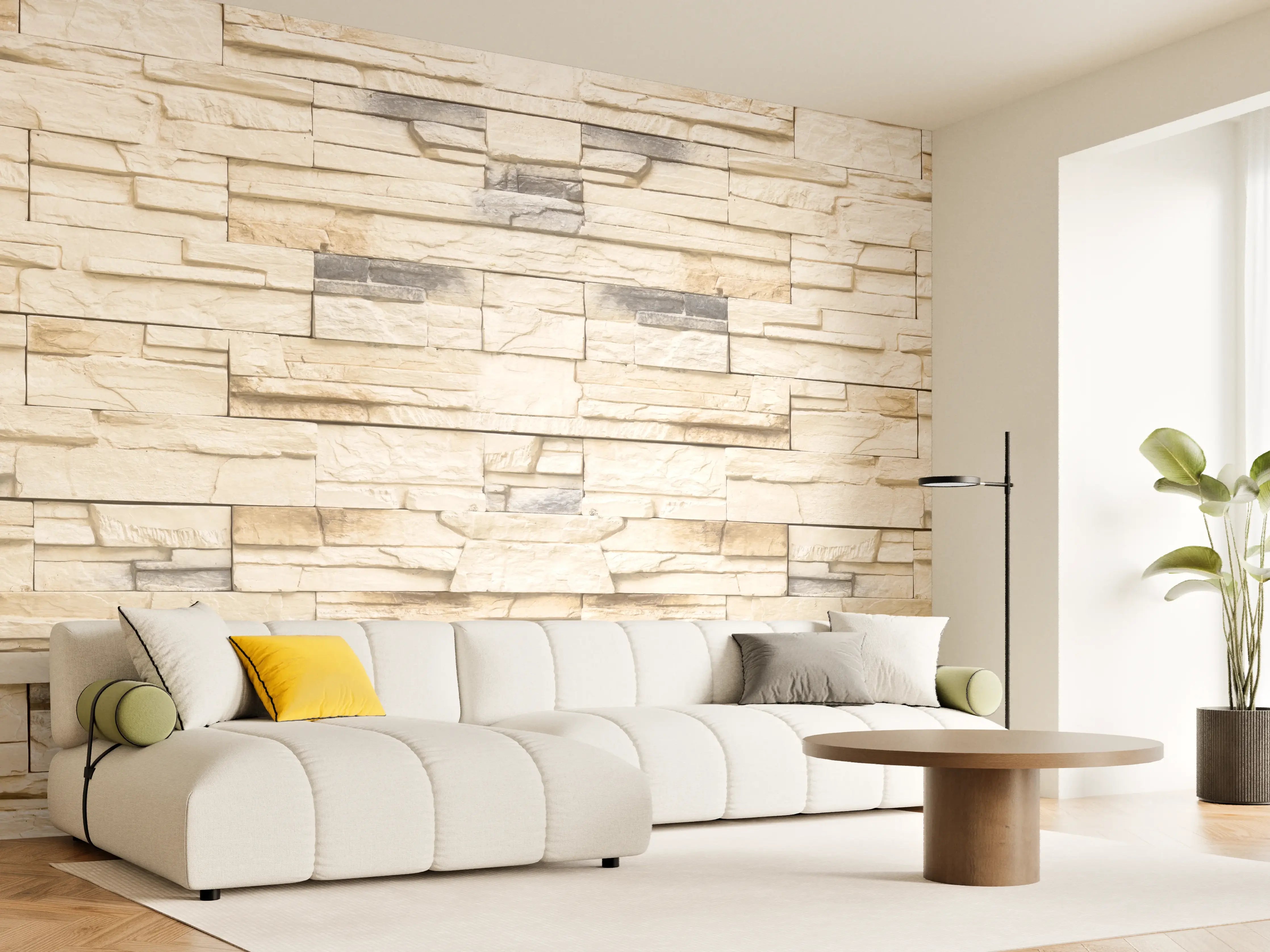 Wandverkleidung Wohnzimmer - Rustikale Steinwand Dekor