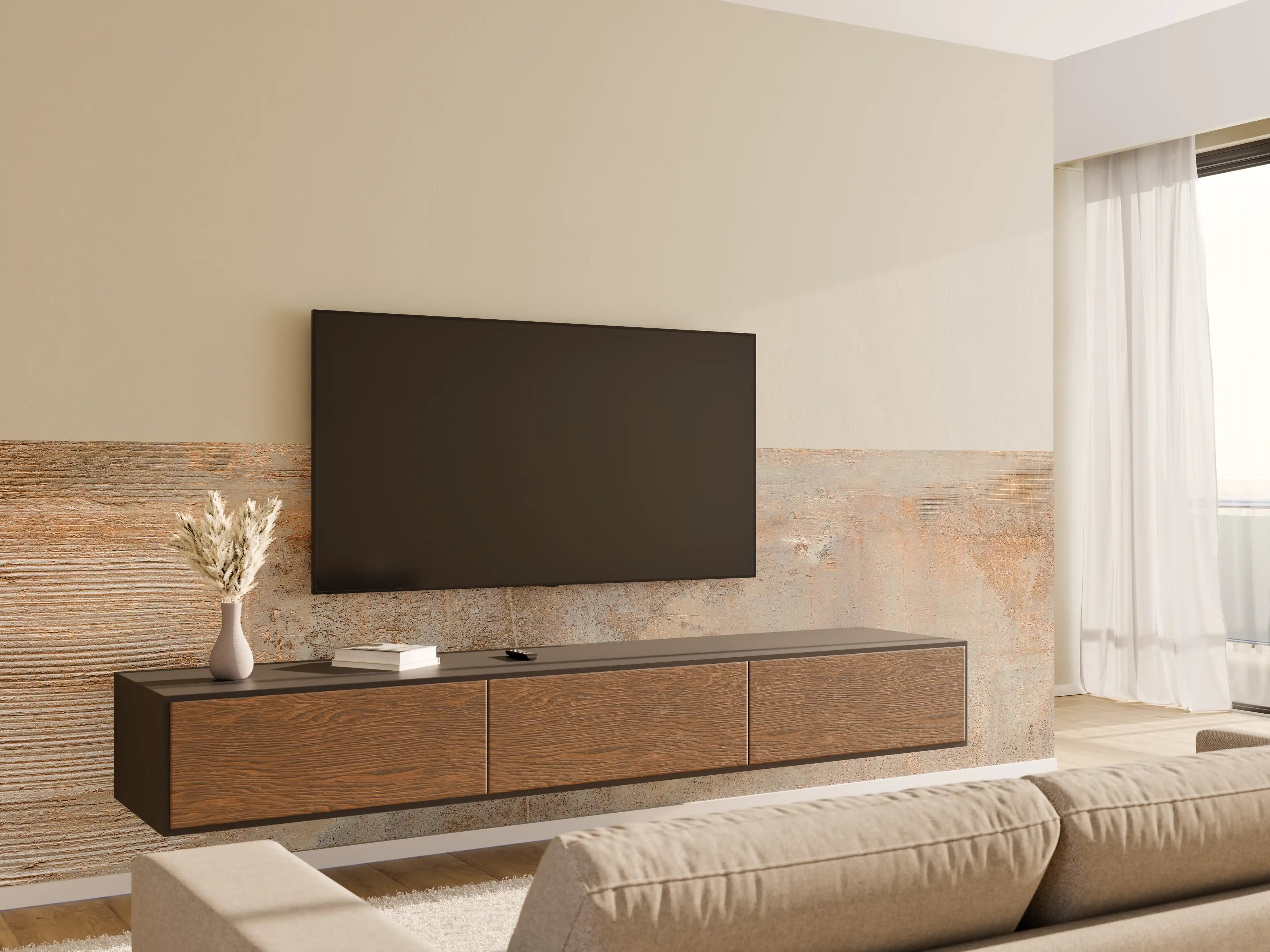 Wandverkleidung Wohnzimmer - Rustikaler Wandbelag mit Naturtextur