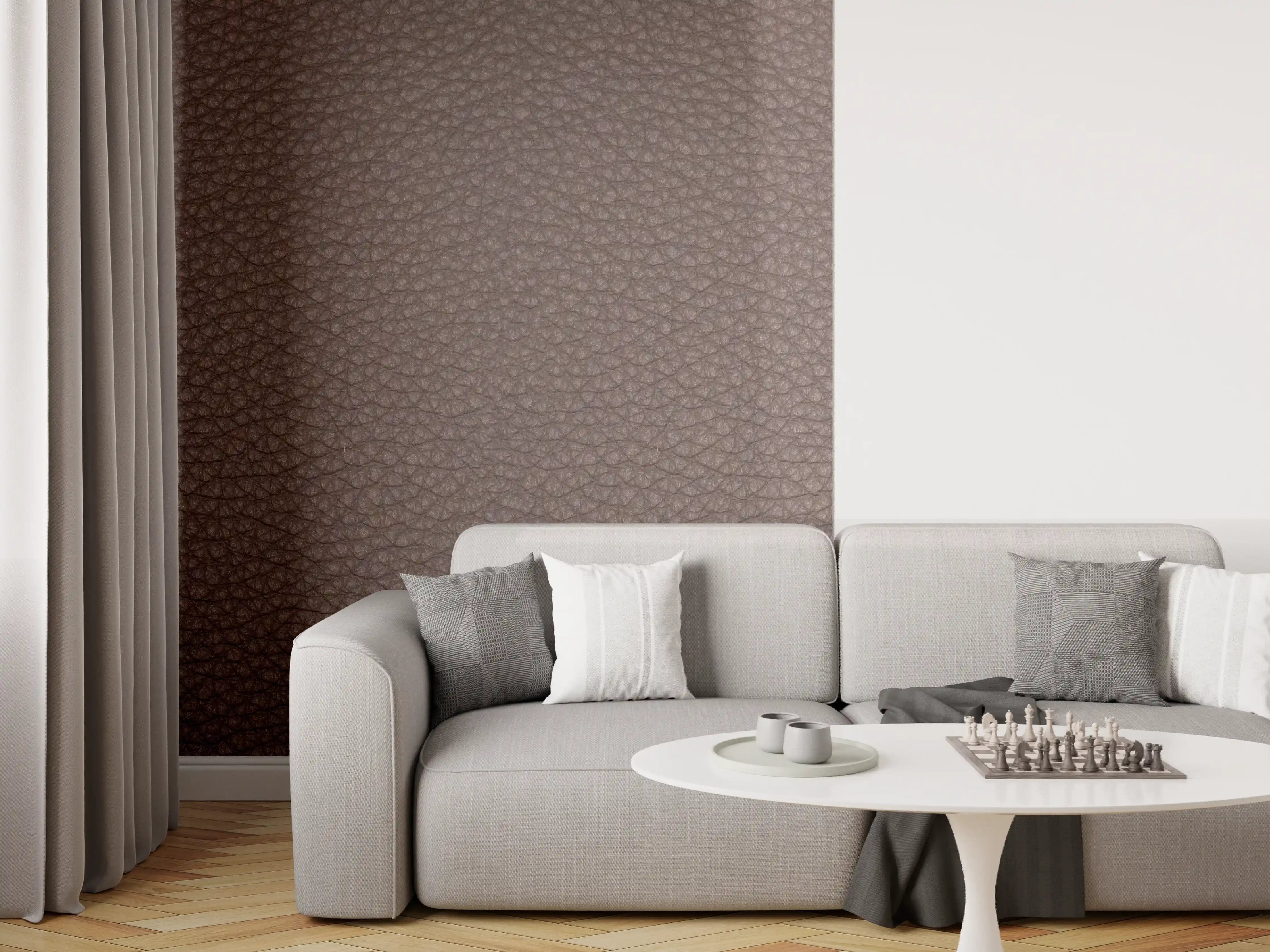 Wandverkleidung Wohnzimmer - Rustikales Dunkelbraun Leder