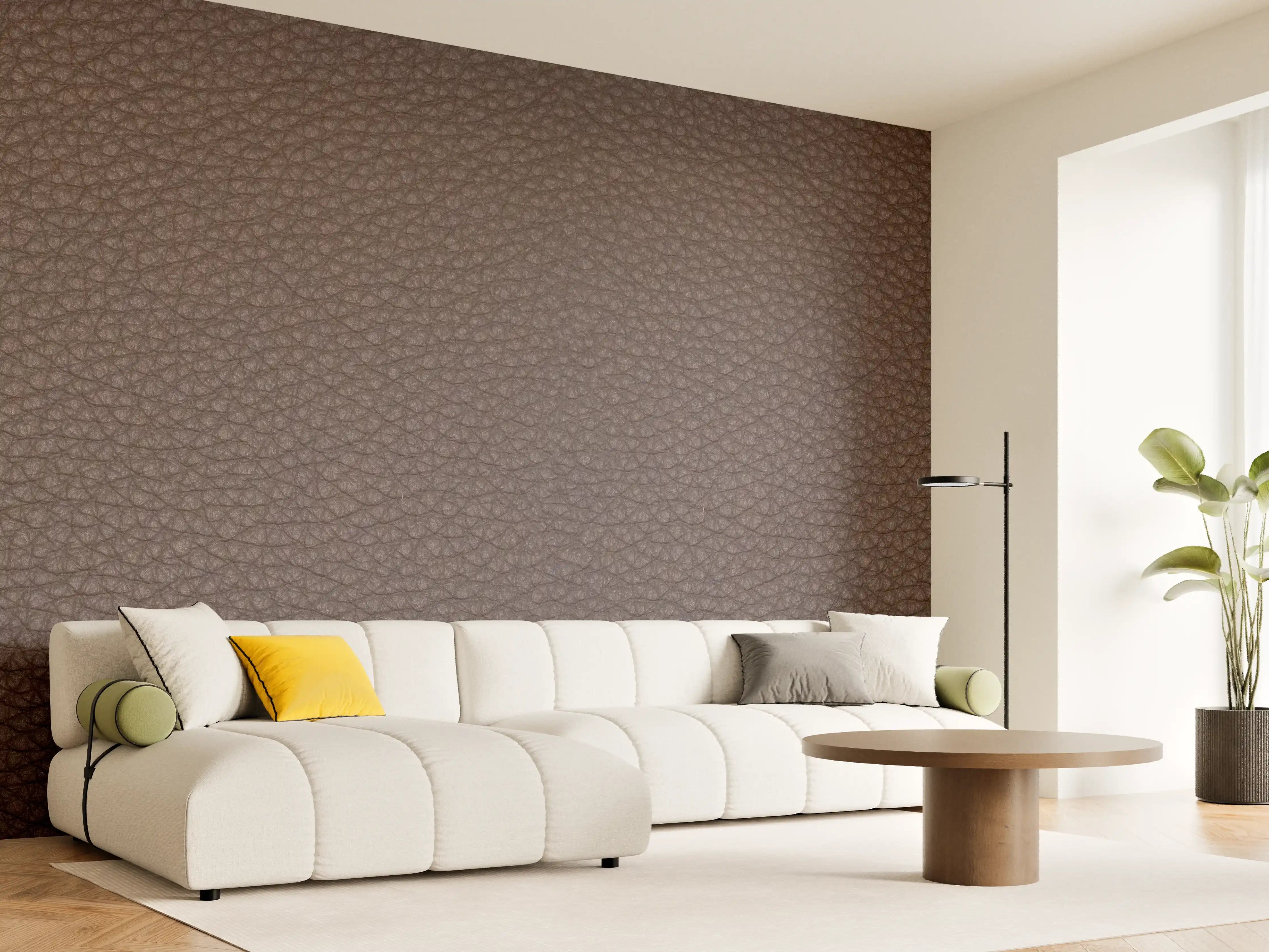 Wandverkleidung Wohnzimmer - Rustikales Dunkelbraun Leder