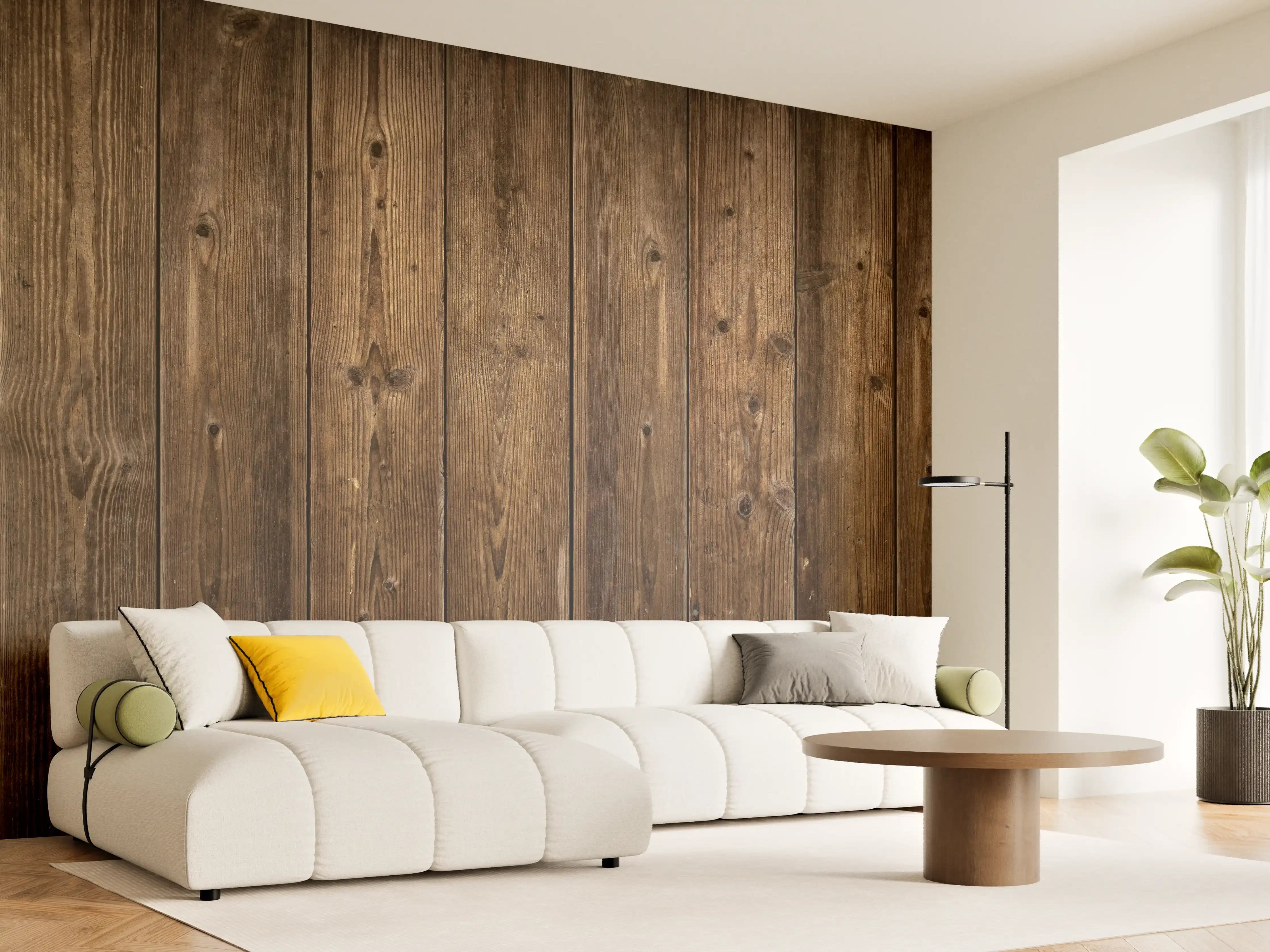 Wandverkleidung Wohnzimmer - Rustikales Holzpaneel Design