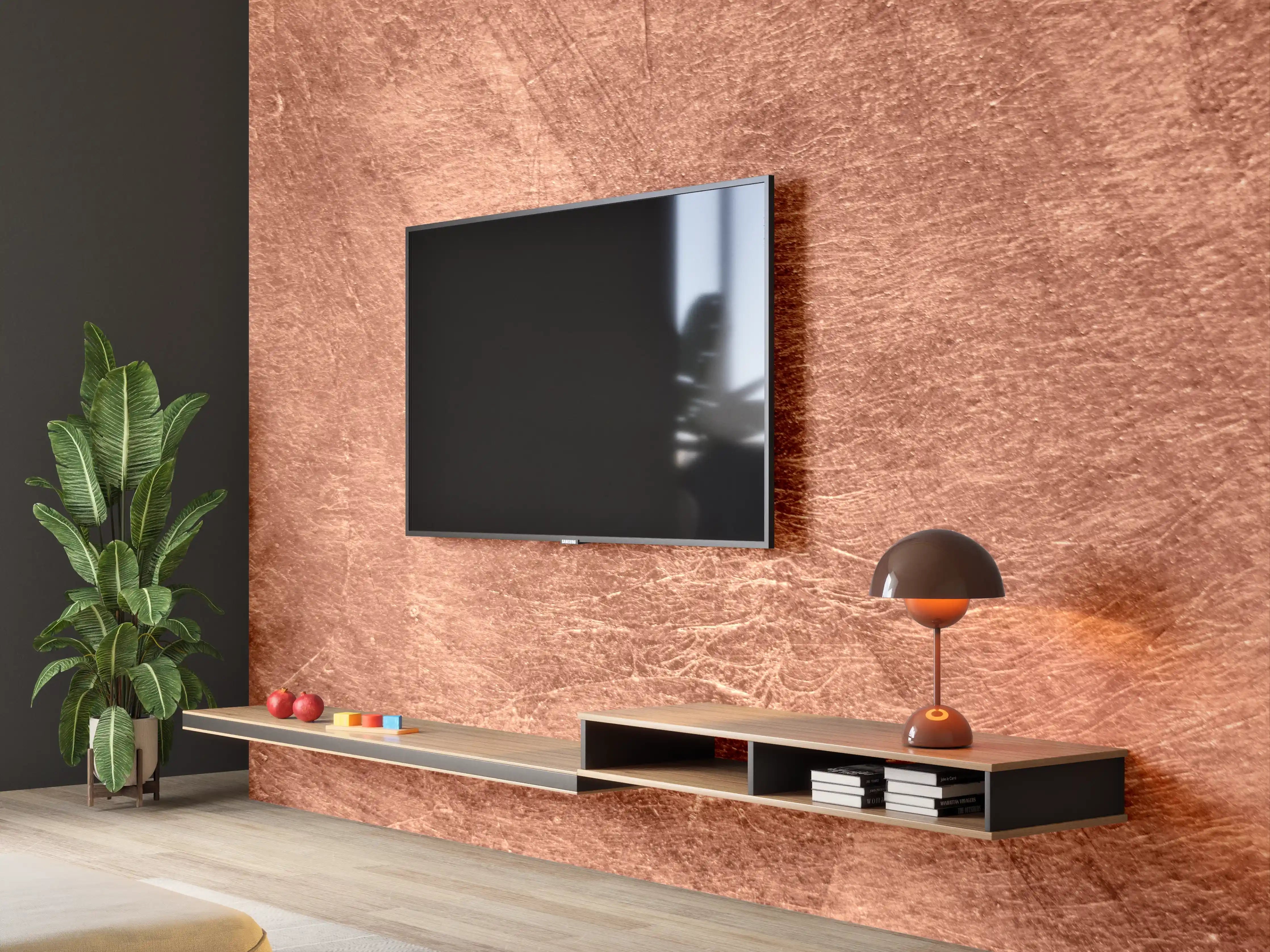 Wandverkleidung Wohnzimmer - Rustikales Kupfer-Design