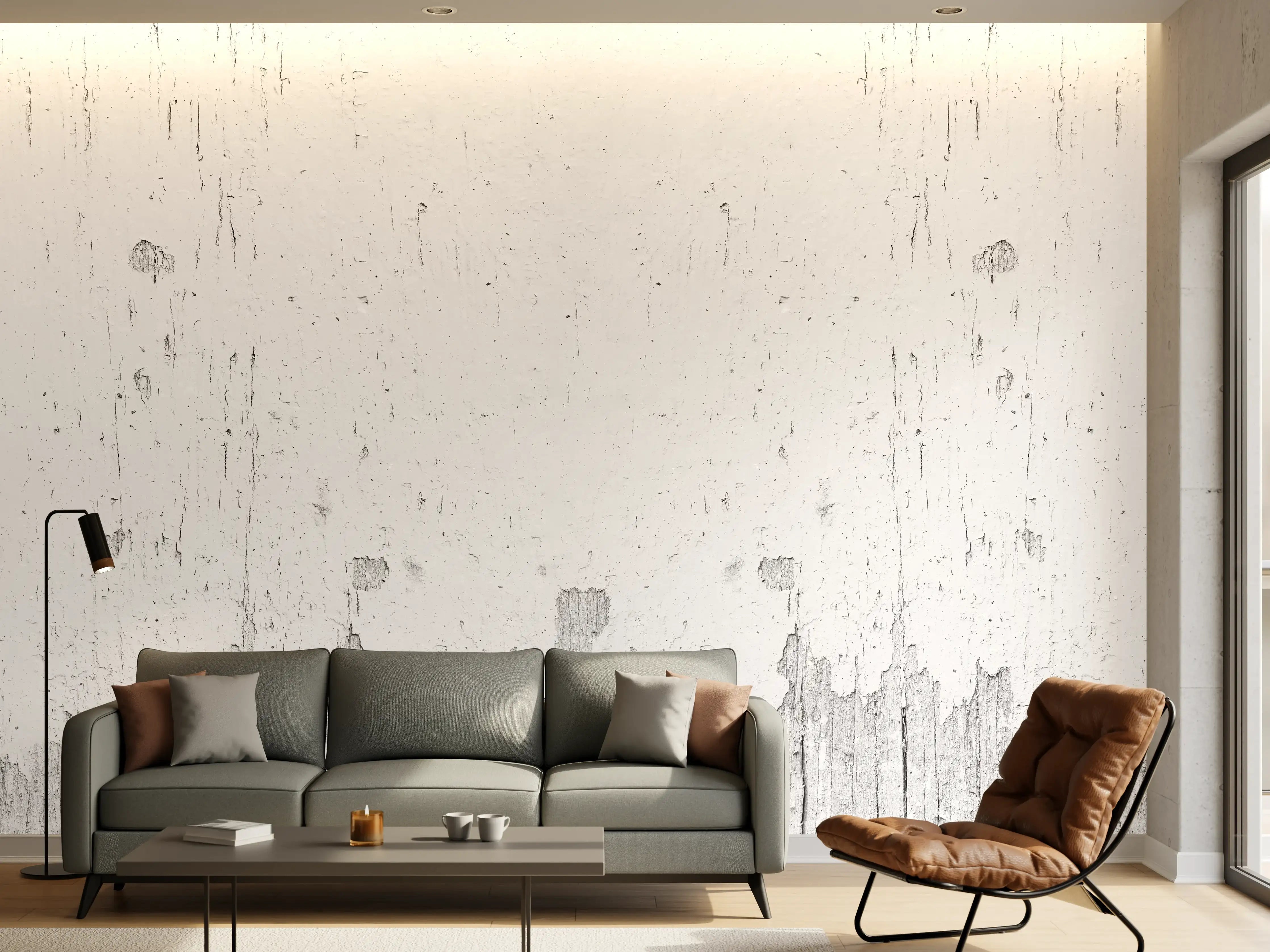 Wandverkleidung Wohnzimmer - Rustikales weiß lackiertes Holz