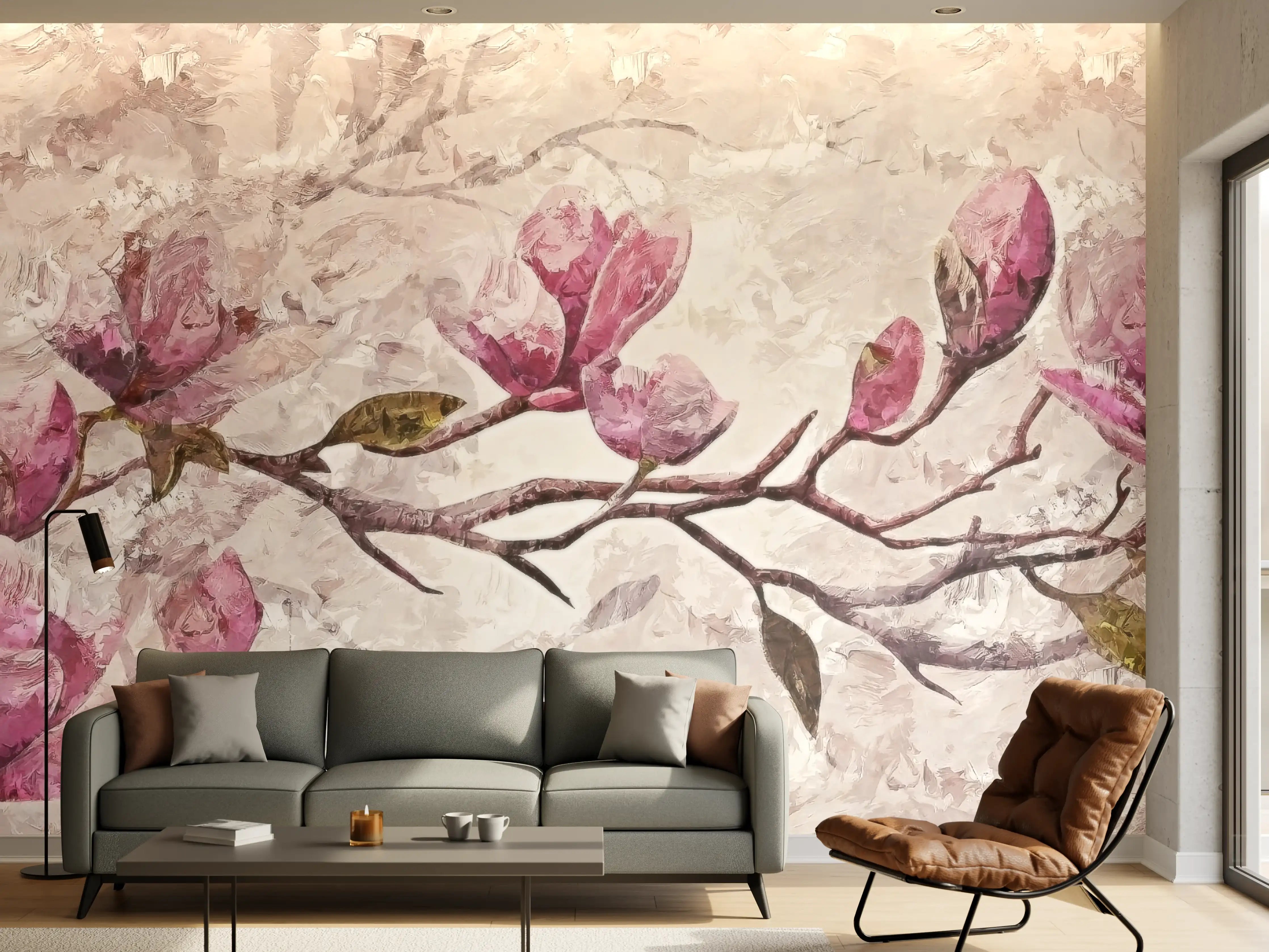 Wandverkleidung Wohnzimmer - Sakura Baum - Gemälde